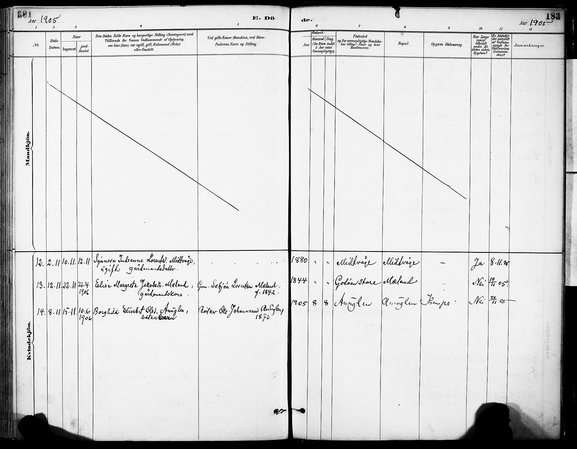 Tysnes sokneprestembete, SAB/A-78601/H/Haa: Parish register (official) no. C 1, 1887-1912, p. 183
