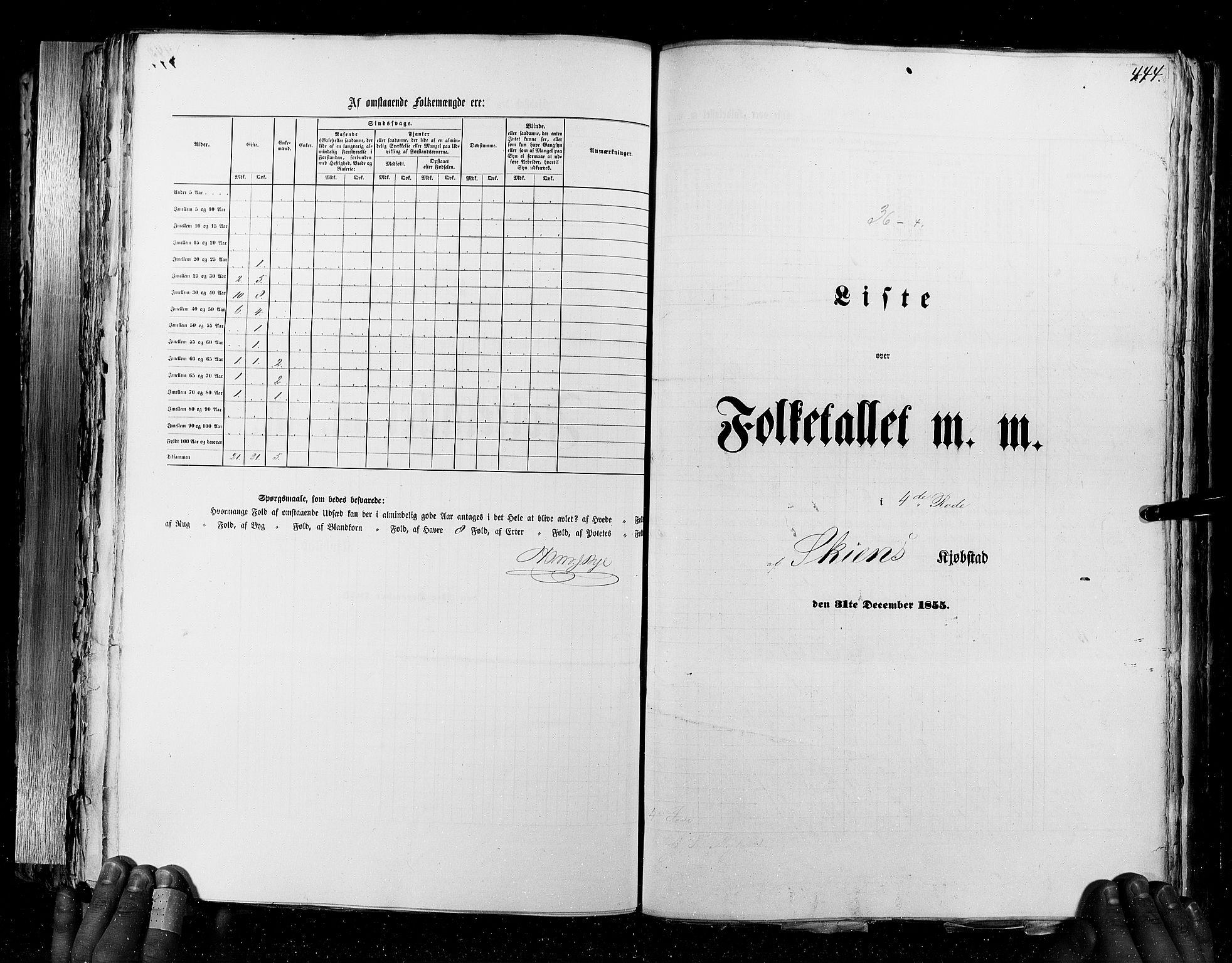 RA, Census 1855, vol. 7: Fredrikshald-Kragerø, 1855, p. 444