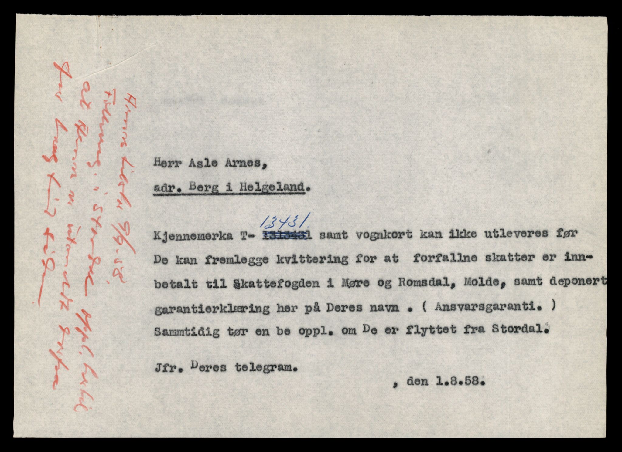 Møre og Romsdal vegkontor - Ålesund trafikkstasjon, AV/SAT-A-4099/F/Fe/L0039: Registreringskort for kjøretøy T 13361 - T 13530, 1927-1998, p. 1199