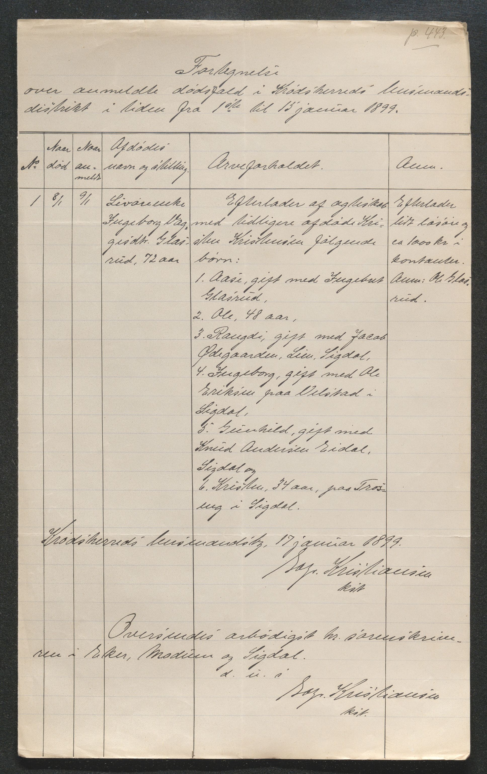 Eiker, Modum og Sigdal sorenskriveri, SAKO/A-123/H/Ha/Hab/L0026: Dødsfallsmeldinger, 1899, p. 529