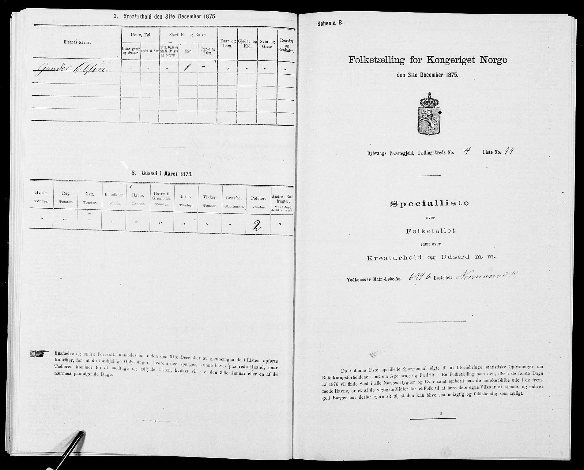 SAK, 1875 census for 0915P Dypvåg, 1875, p. 521