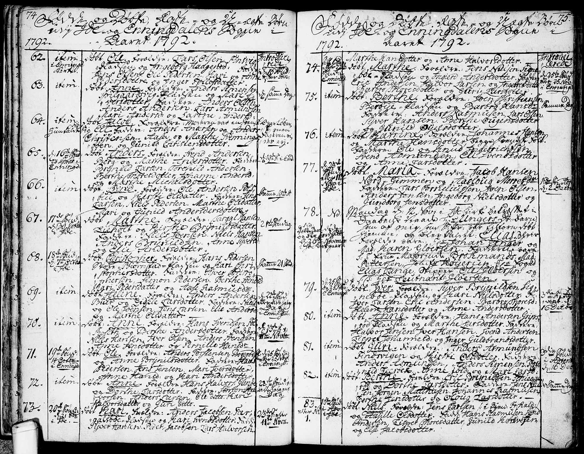 Idd prestekontor Kirkebøker, AV/SAO-A-10911/F/Fc/L0001: Parish register (official) no. III 1, 1770-1814, p. 74-75