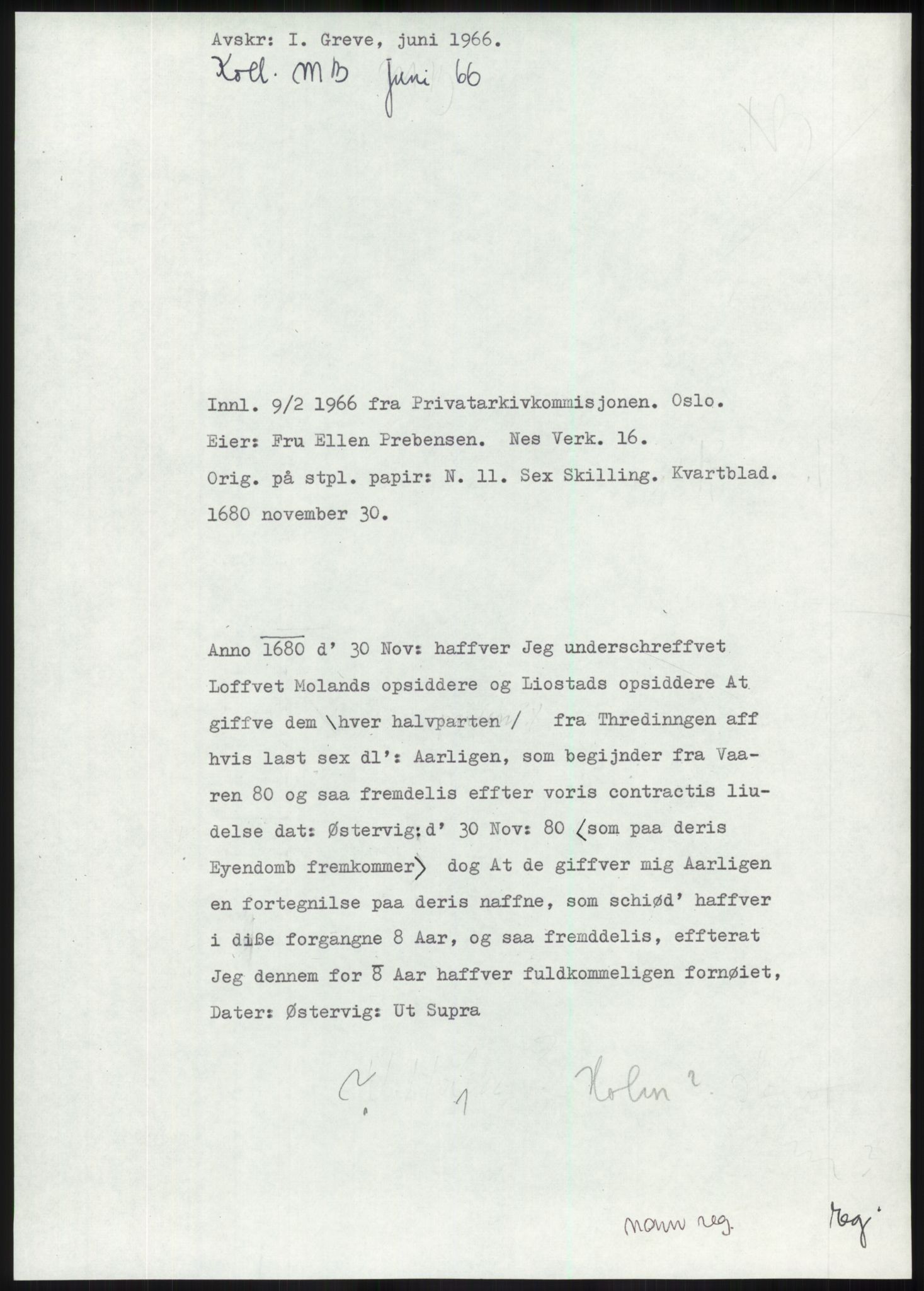 Samlinger til kildeutgivelse, Diplomavskriftsamlingen, AV/RA-EA-4053/H/Ha, p. 117