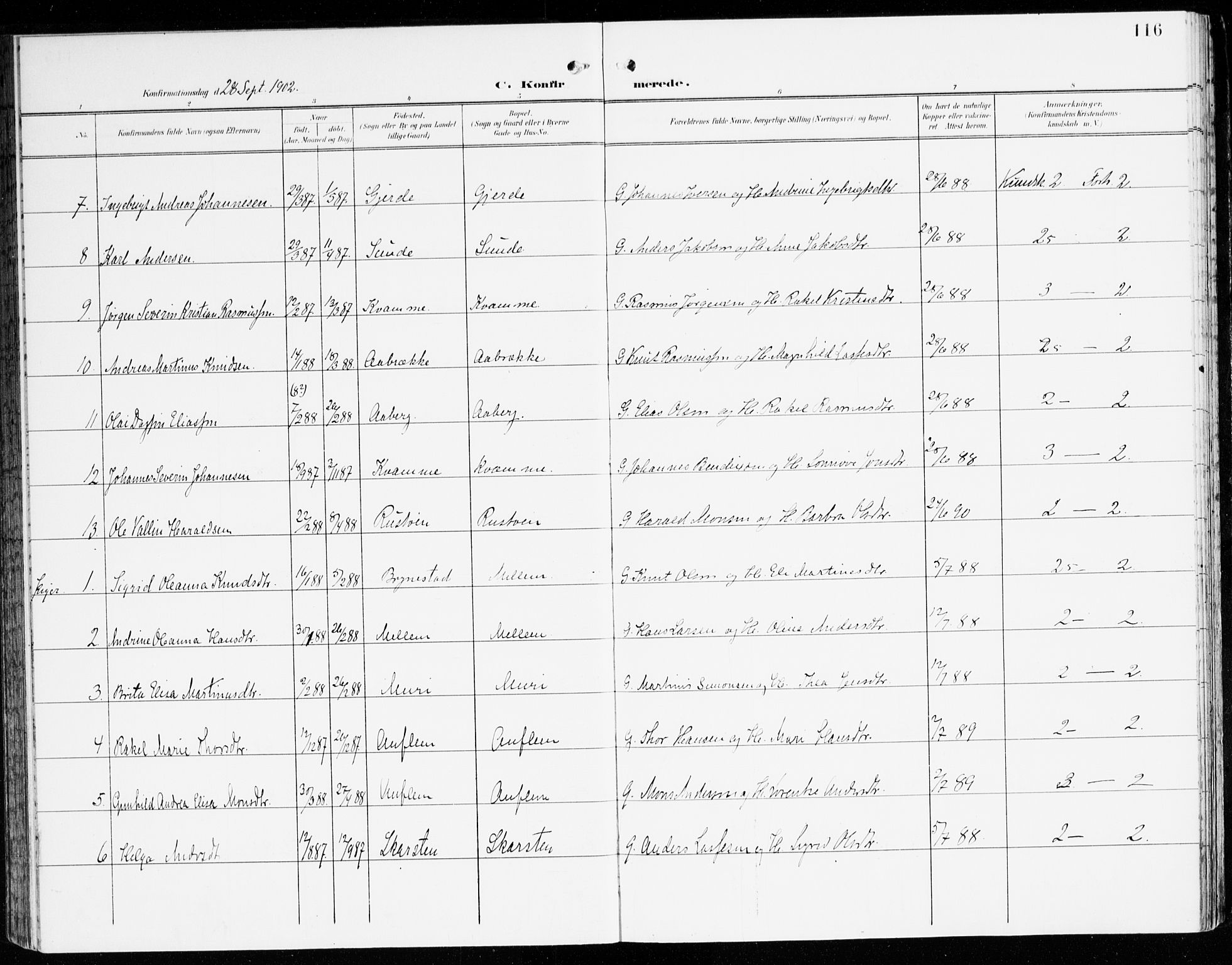 Innvik sokneprestembete, AV/SAB-A-80501: Parish register (official) no. C 2, 1900-1920, p. 116