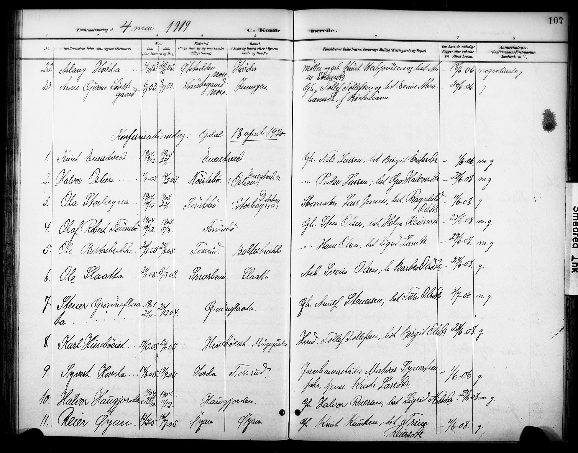 Nore kirkebøker, SAKO/A-238/F/Fc/L0005: Parish register (official) no. III 5, 1898-1922, p. 107