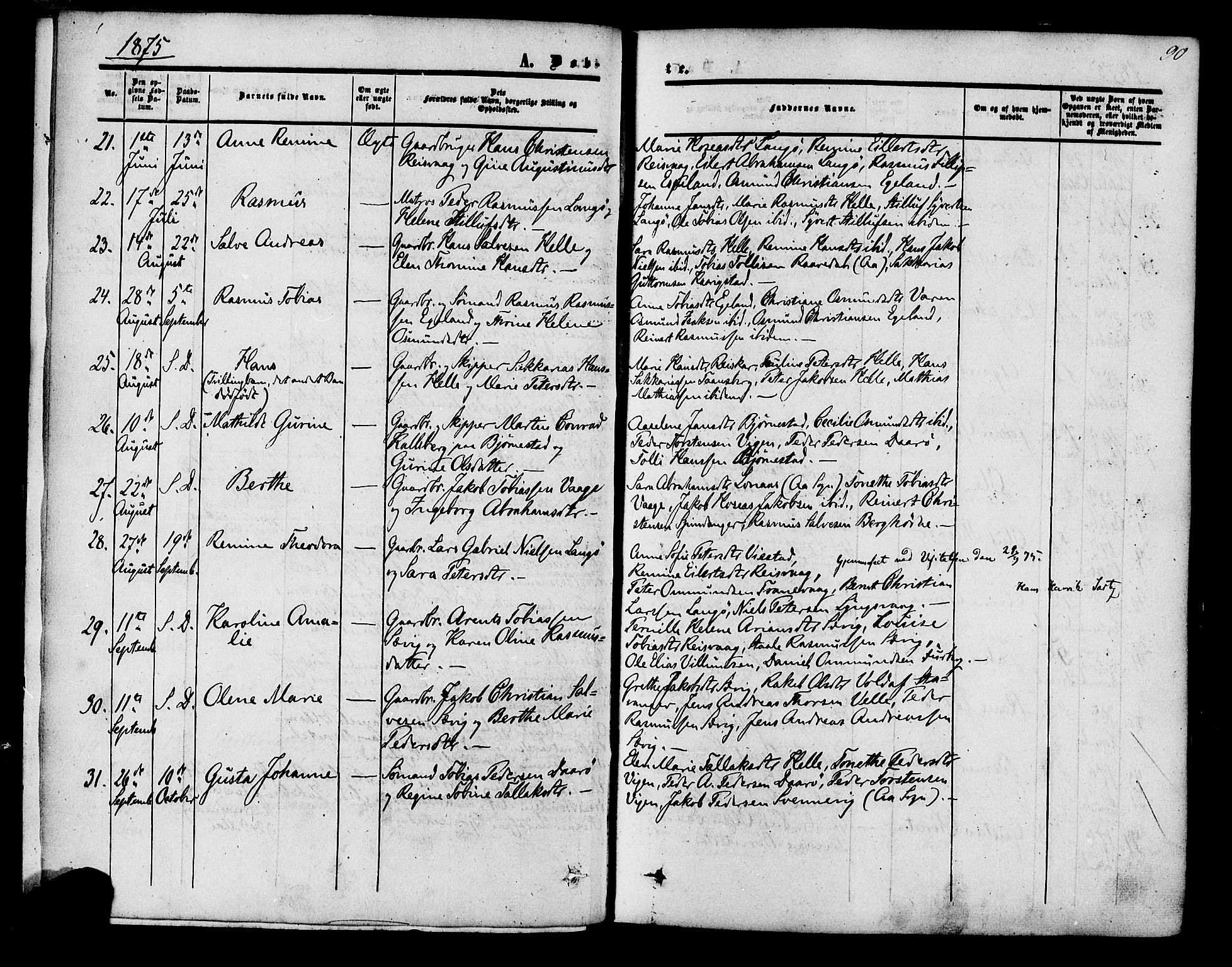 Herad sokneprestkontor, SAK/1111-0018/F/Fa/Fab/L0004: Parish register (official) no. A 4, 1853-1885, p. 90