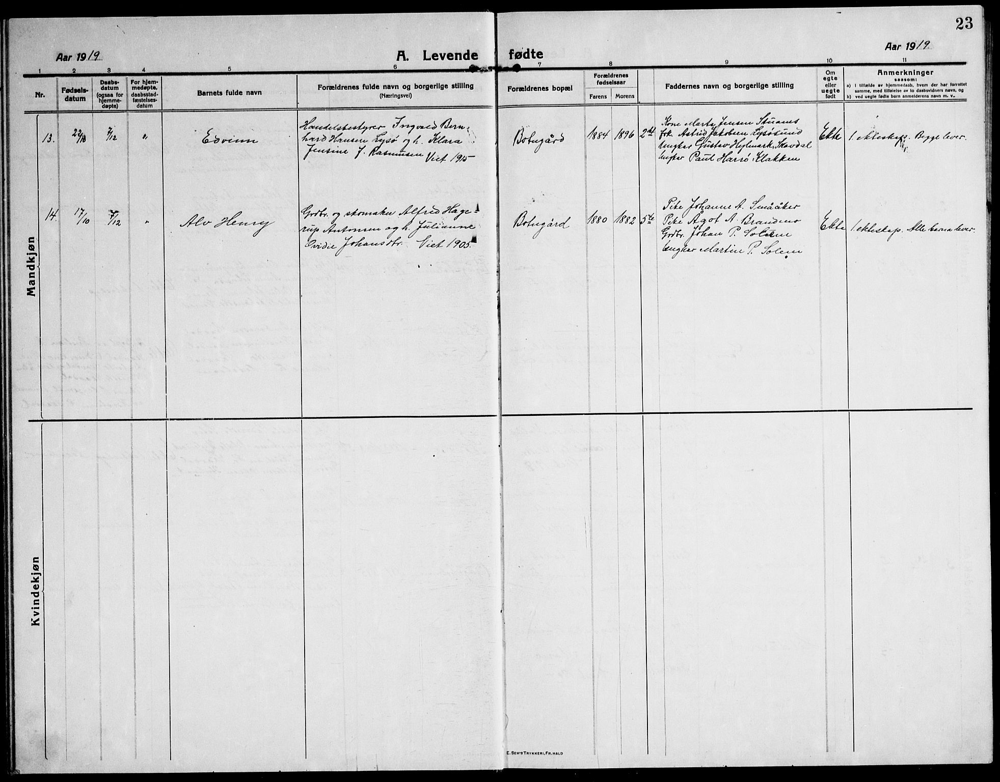 Ministerialprotokoller, klokkerbøker og fødselsregistre - Sør-Trøndelag, AV/SAT-A-1456/651/L0648: Parish register (copy) no. 651C02, 1915-1945, p. 23