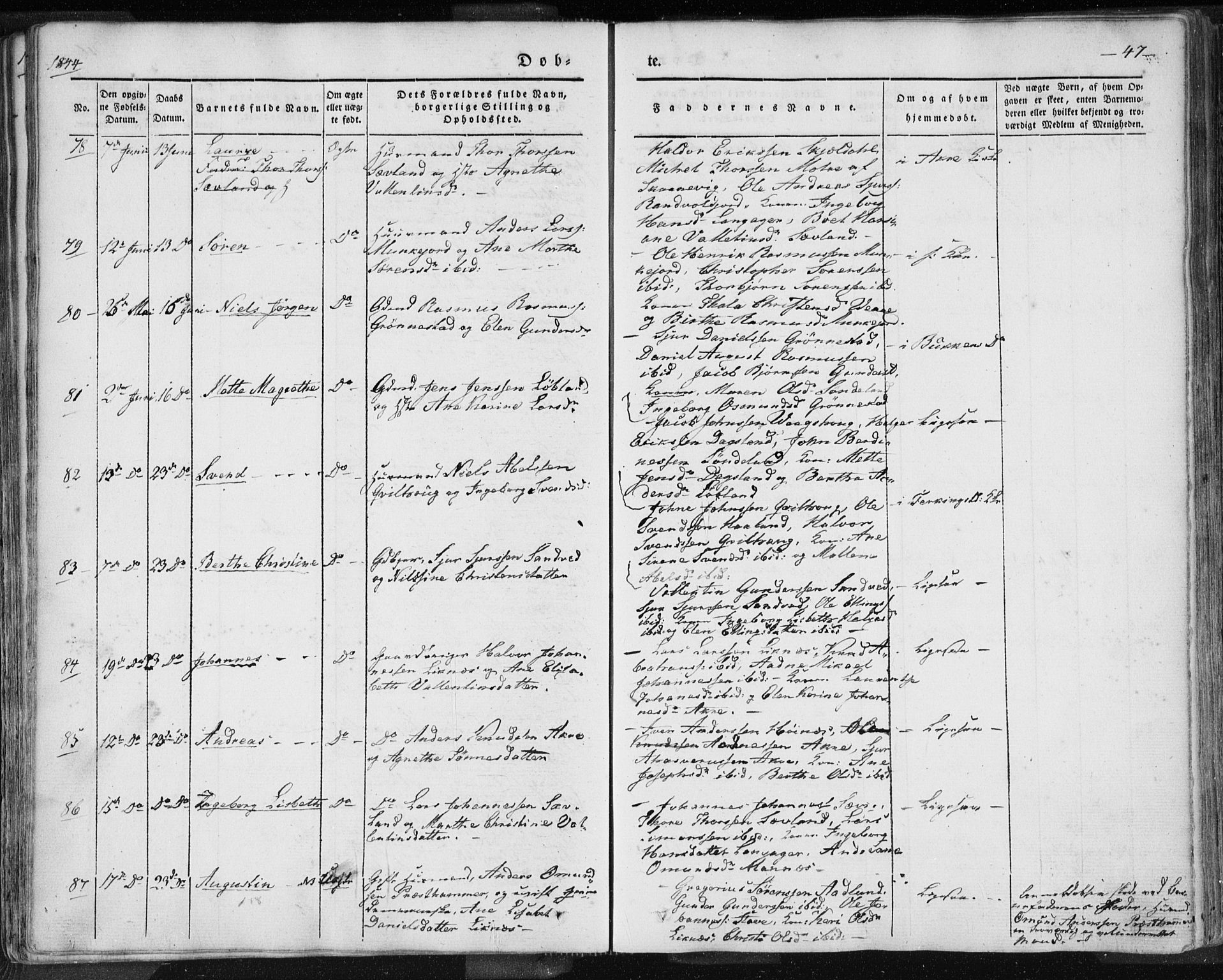 Skudenes sokneprestkontor, SAST/A -101849/H/Ha/Haa/L0002: Parish register (official) no. A 2.1, 1841-1846, p. 47