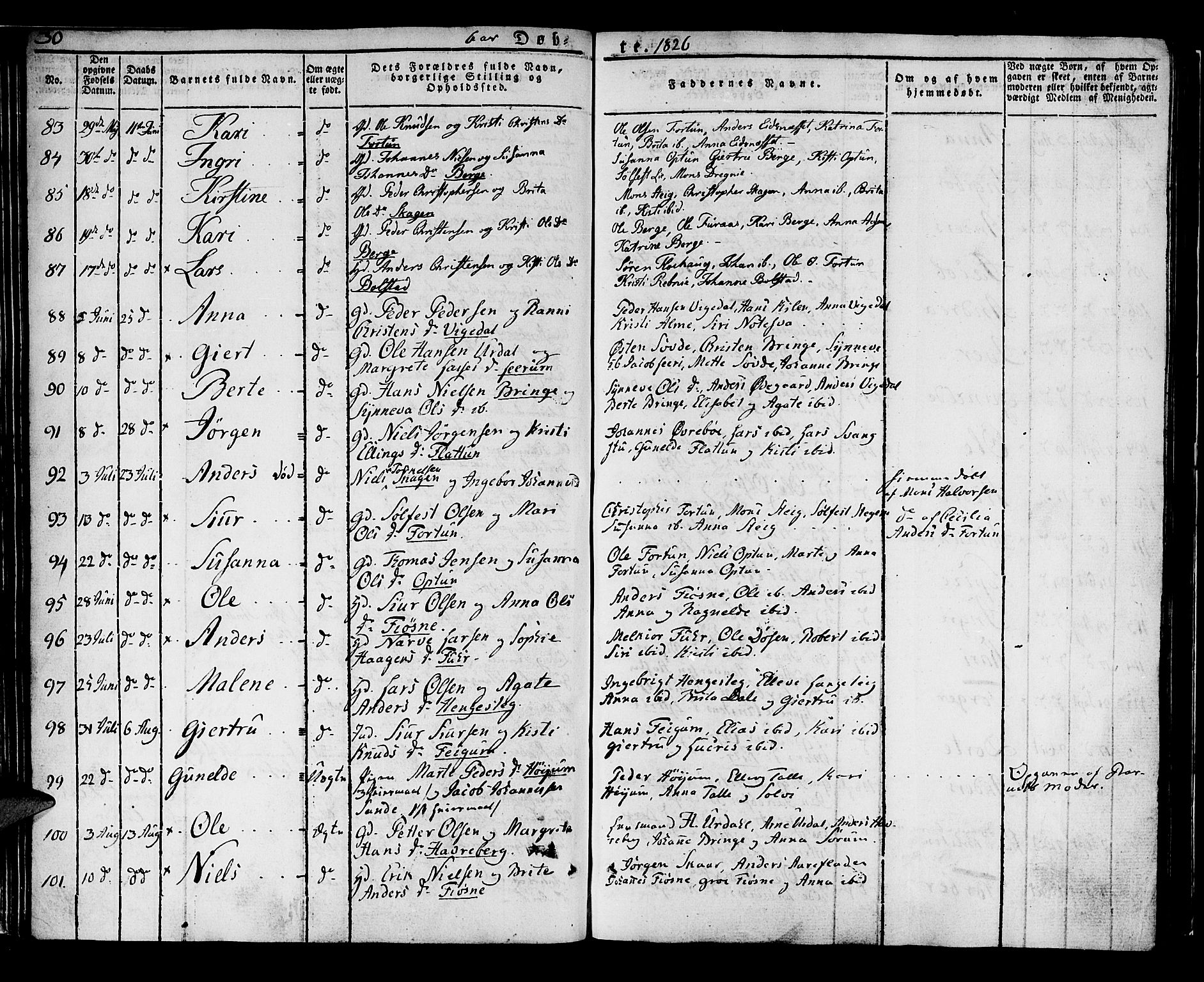 Luster sokneprestembete, AV/SAB-A-81101/H/Haa/Haaa/L0004: Parish register (official) no. A 4, 1821-1832, p. 30