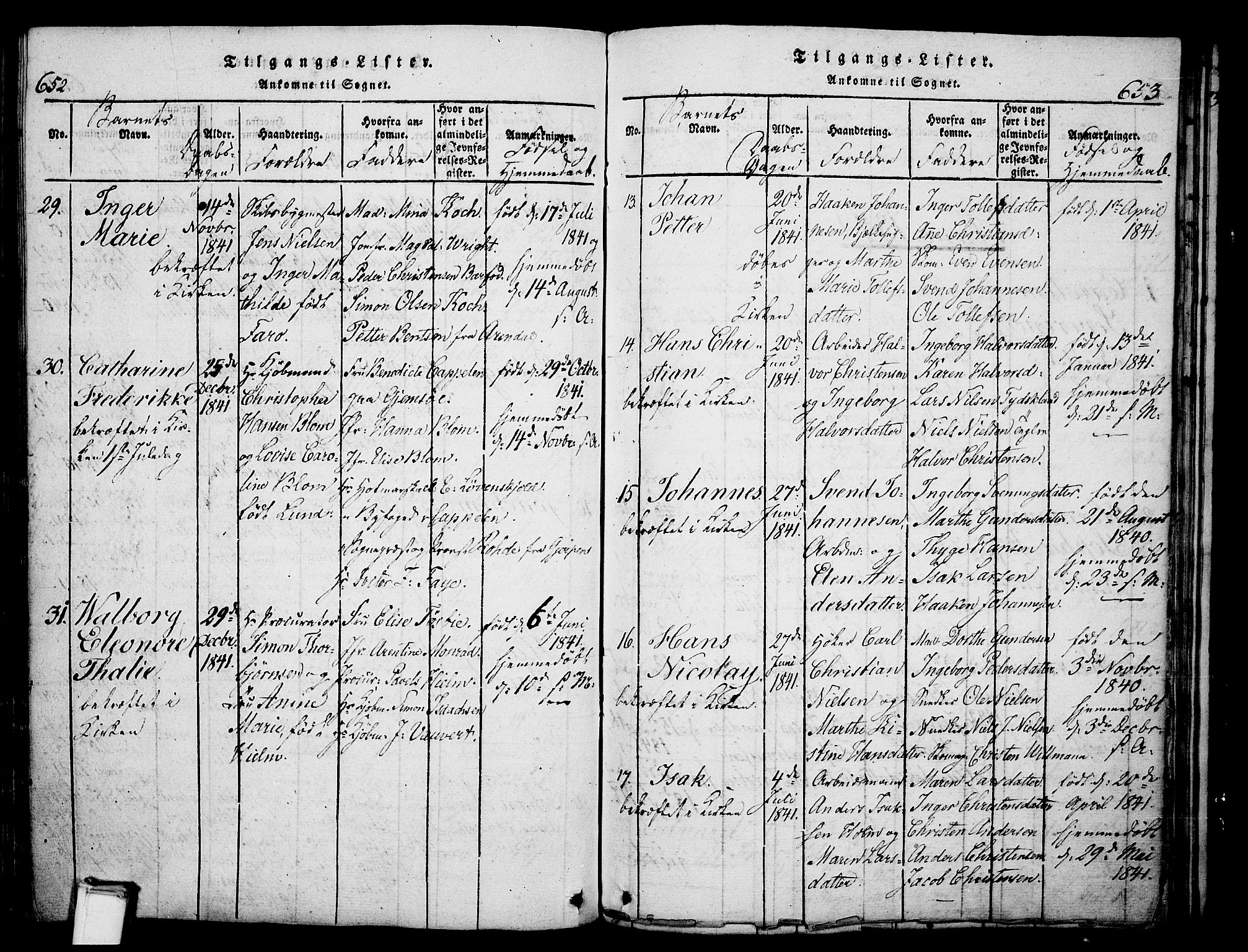 Skien kirkebøker, SAKO/A-302/G/Ga/L0002: Parish register (copy) no. 2, 1814-1842, p. 652-653