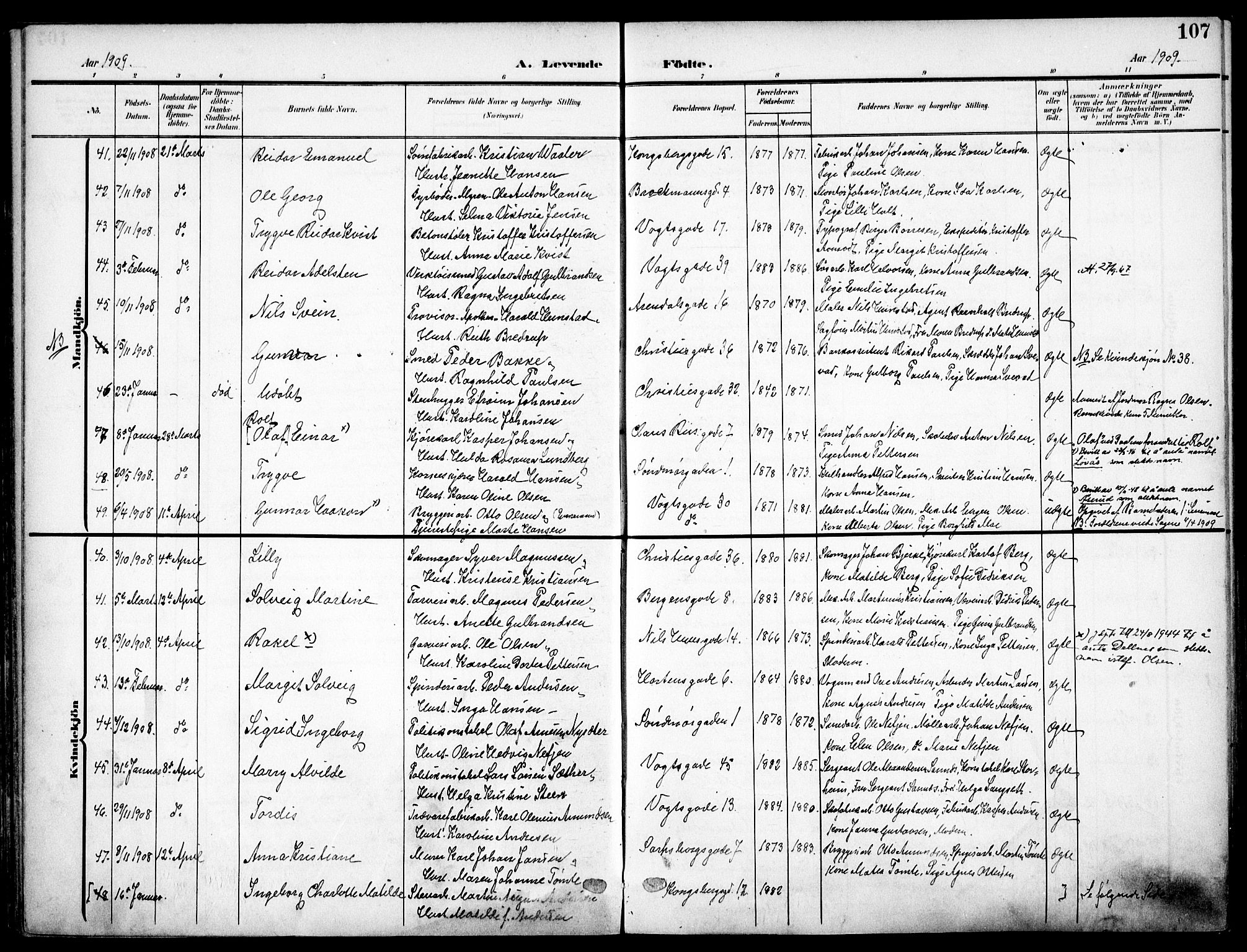 Sagene prestekontor Kirkebøker, SAO/A-10796/F/L0007: Parish register (official) no. 7, 1905-1915, p. 107