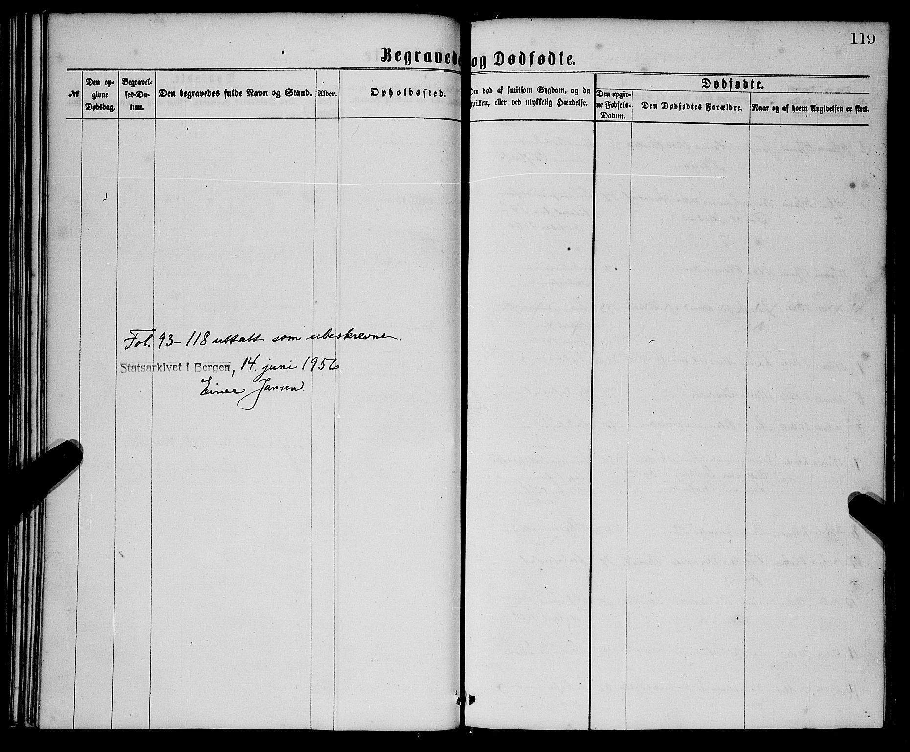 St. Jørgens hospital og Årstad sokneprestembete, SAB/A-99934: Parish register (official) no. A 11, 1864-1886, p. 119