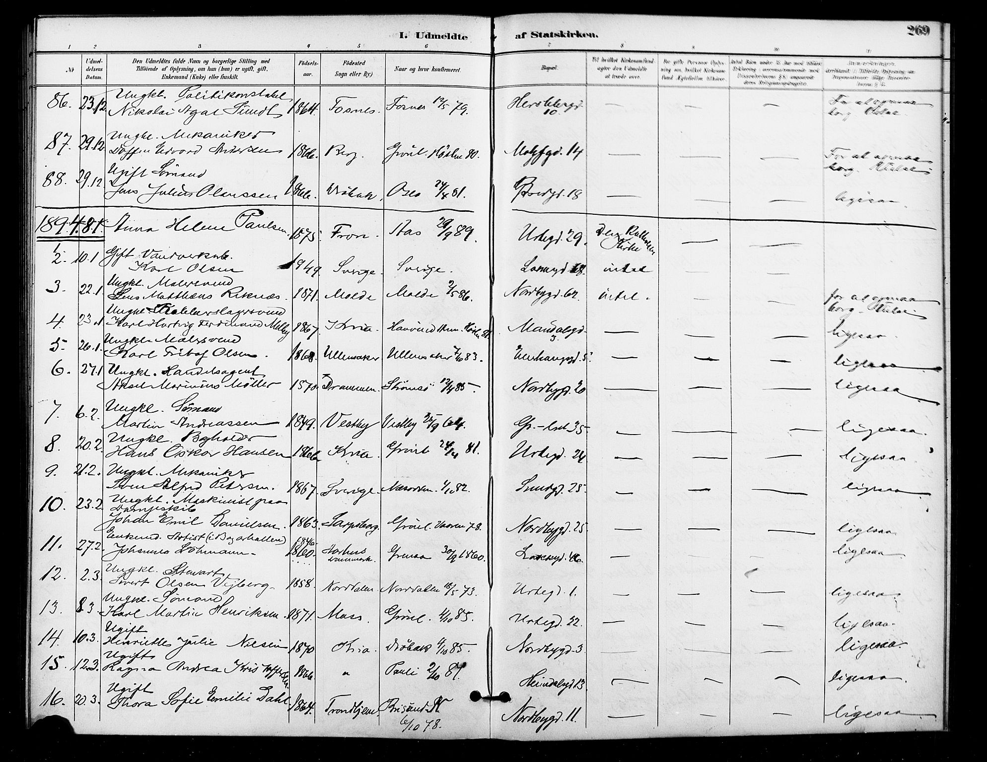 Grønland prestekontor Kirkebøker, AV/SAO-A-10848/F/Fa/L0011: Parish register (official) no. 11, 1892-1907, p. 269