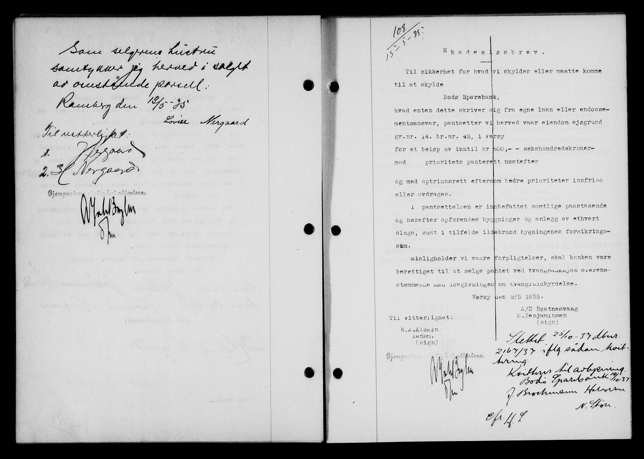 Lofoten sorenskriveri, SAT/A-0017/1/2/2C/L0031b: Mortgage book no. 31b, 1935-1935, Deed date: 15.05.1935
