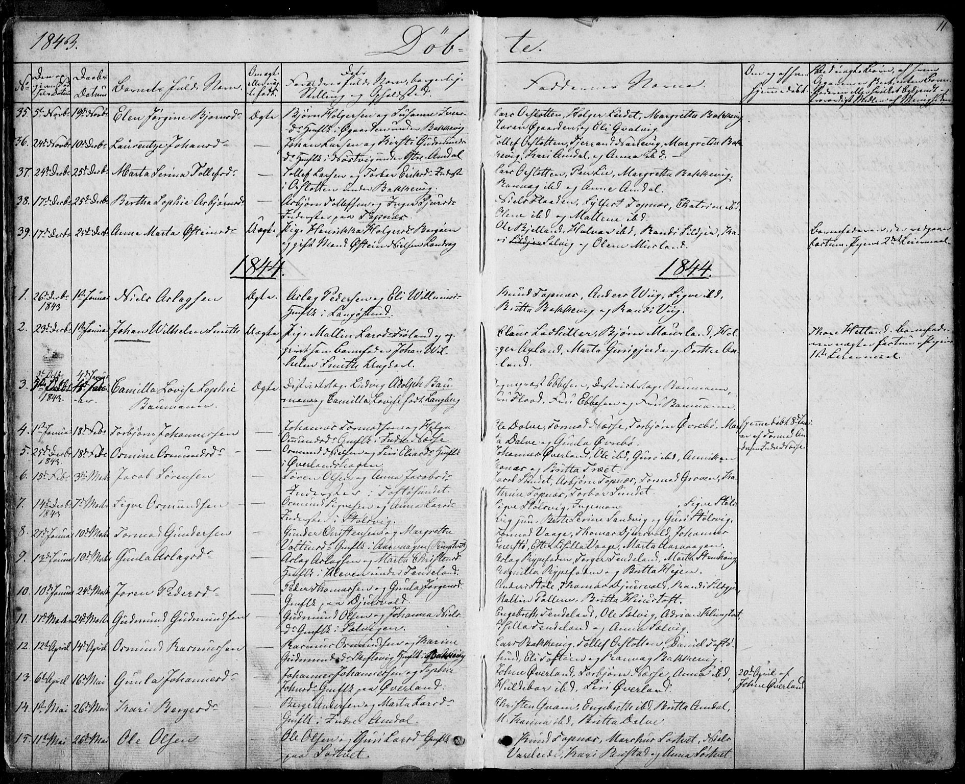 Nedstrand sokneprestkontor, SAST/A-101841/01/IV: Parish register (official) no. A 8, 1839-1860, p. 11