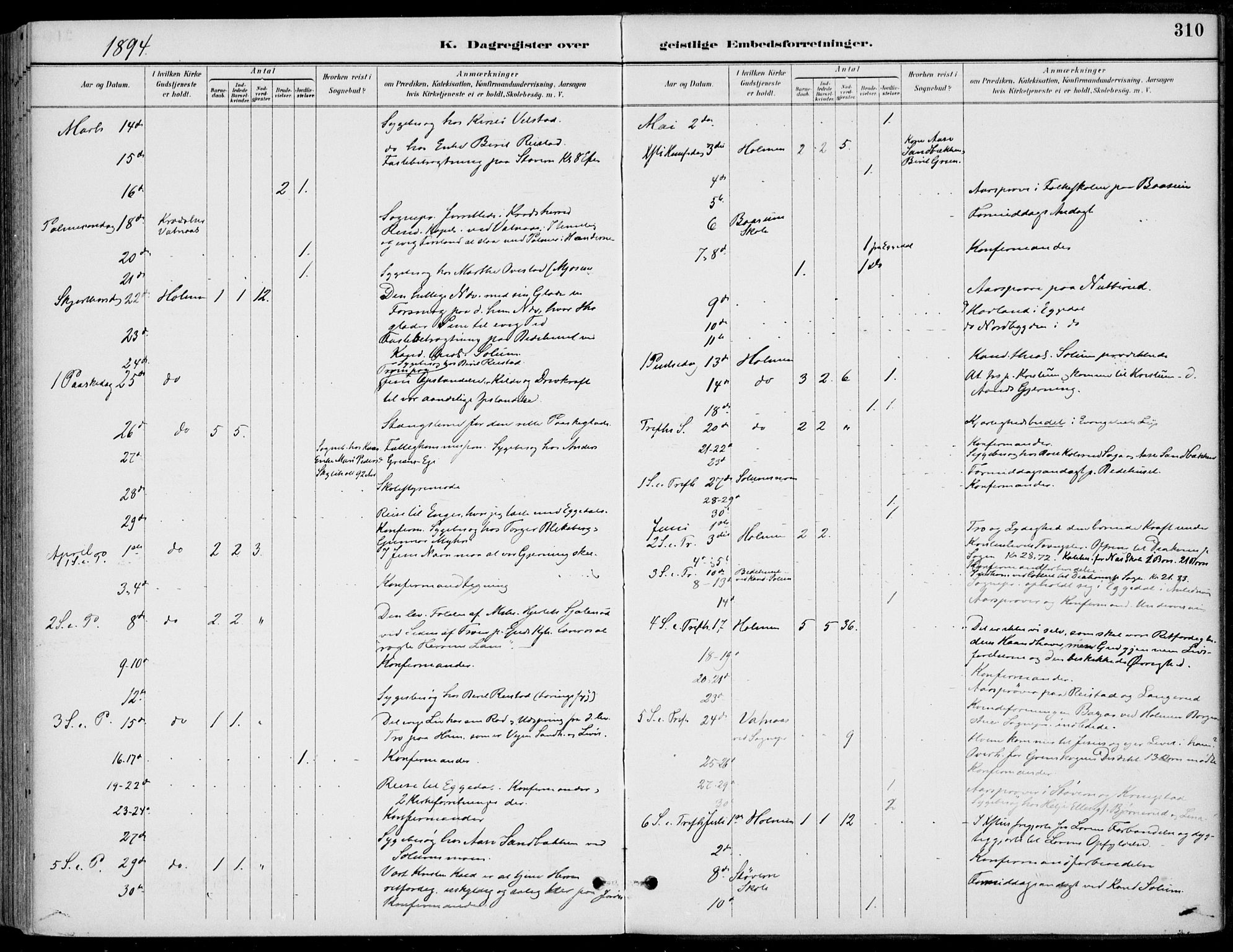 Sigdal kirkebøker, AV/SAKO-A-245/F/Fb/L0001: Parish register (official) no. II 1, 1888-1900, p. 310