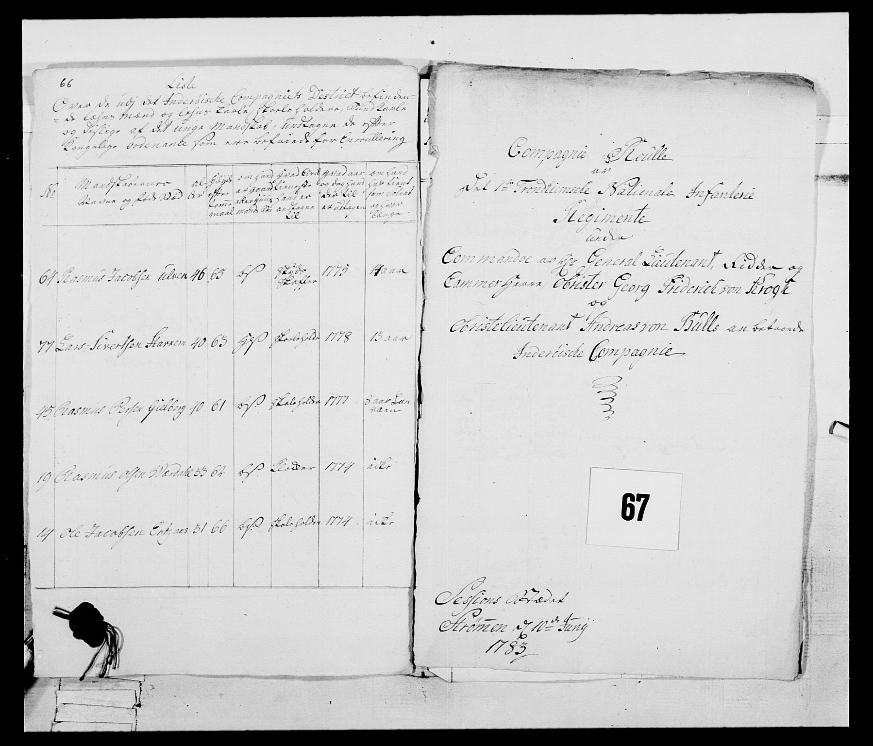 Generalitets- og kommissariatskollegiet, Det kongelige norske kommissariatskollegium, AV/RA-EA-5420/E/Eh/L0074: 1. Trondheimske nasjonale infanteriregiment, 1780-1787, p. 273