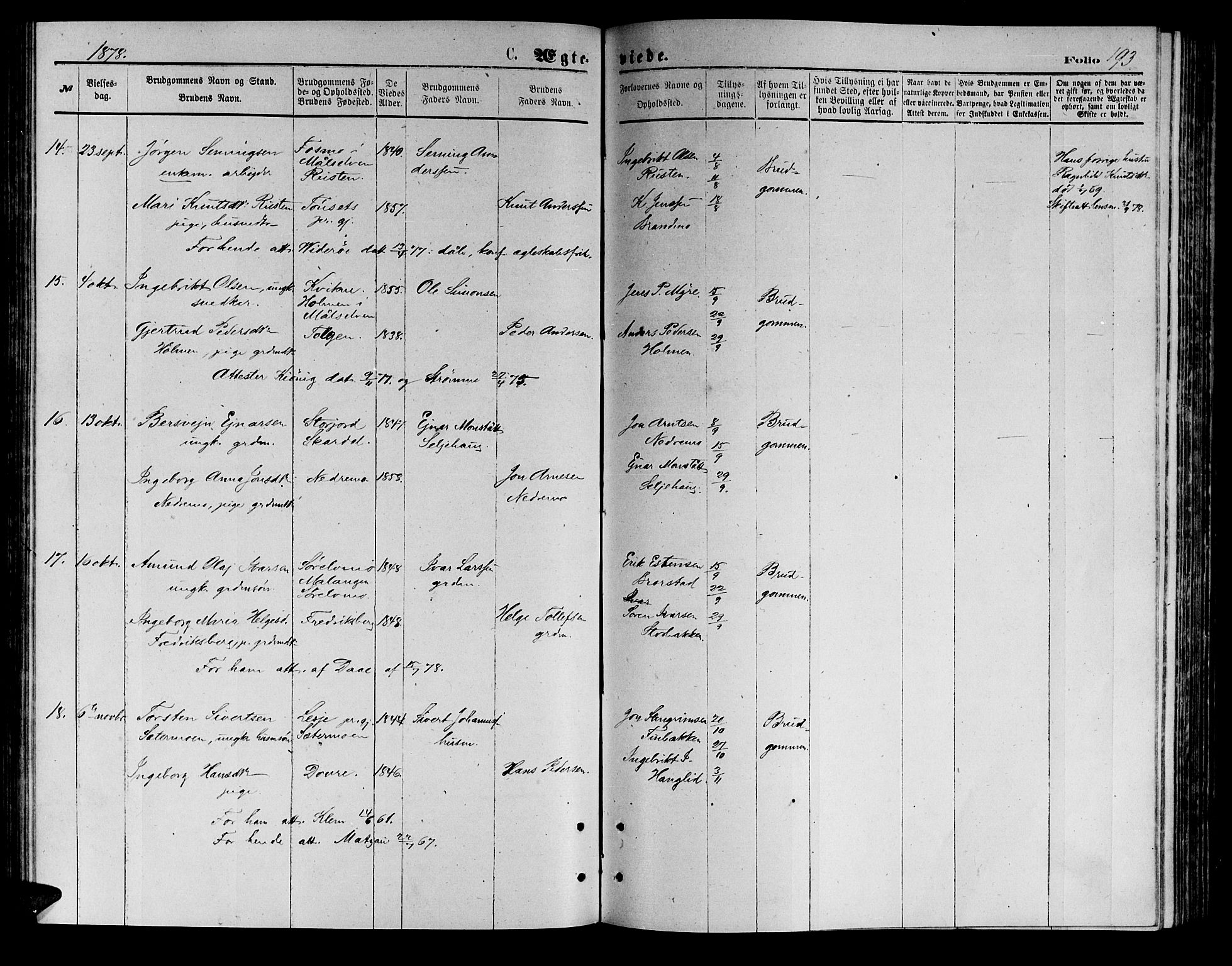 Målselv sokneprestembete, SATØ/S-1311/G/Ga/Gab/L0003klokker: Parish register (copy) no. 3, 1874-1885, p. 193