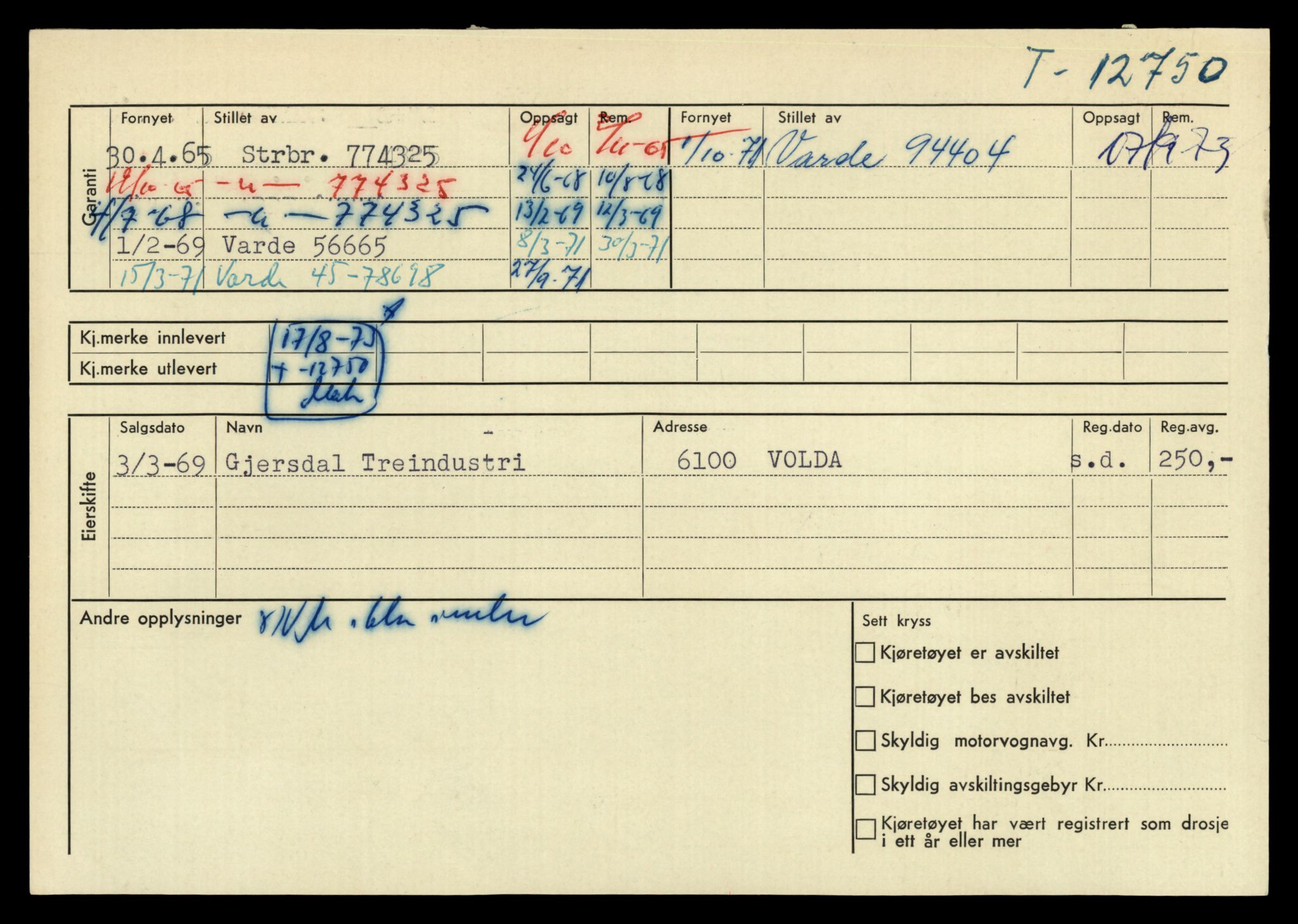 Møre og Romsdal vegkontor - Ålesund trafikkstasjon, AV/SAT-A-4099/F/Fe/L0035: Registreringskort for kjøretøy T 12653 - T 12829, 1927-1998, p. 1843