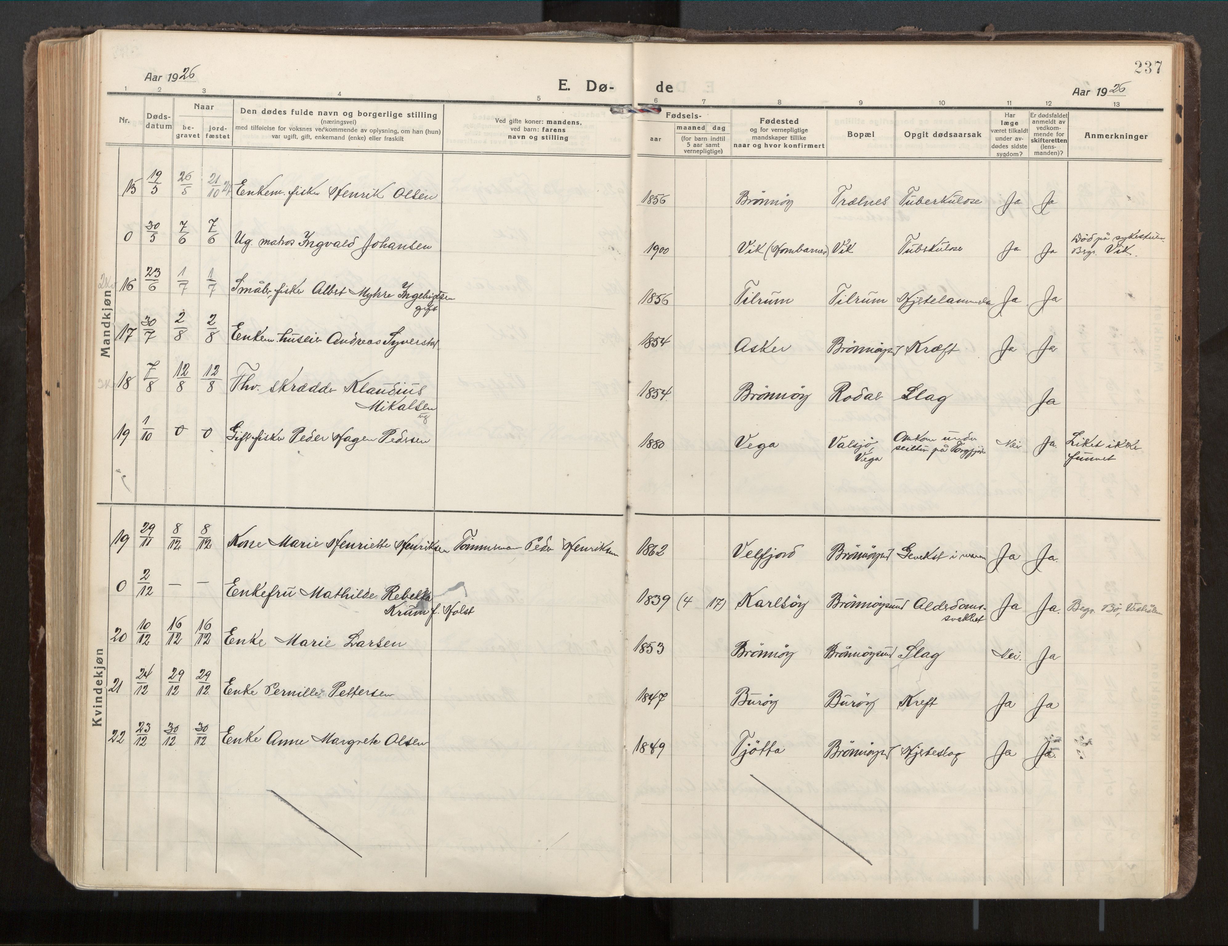 Ministerialprotokoller, klokkerbøker og fødselsregistre - Nordland, AV/SAT-A-1459/813/L0207a: Parish register (official) no. 813A18, 1919-1927, p. 237