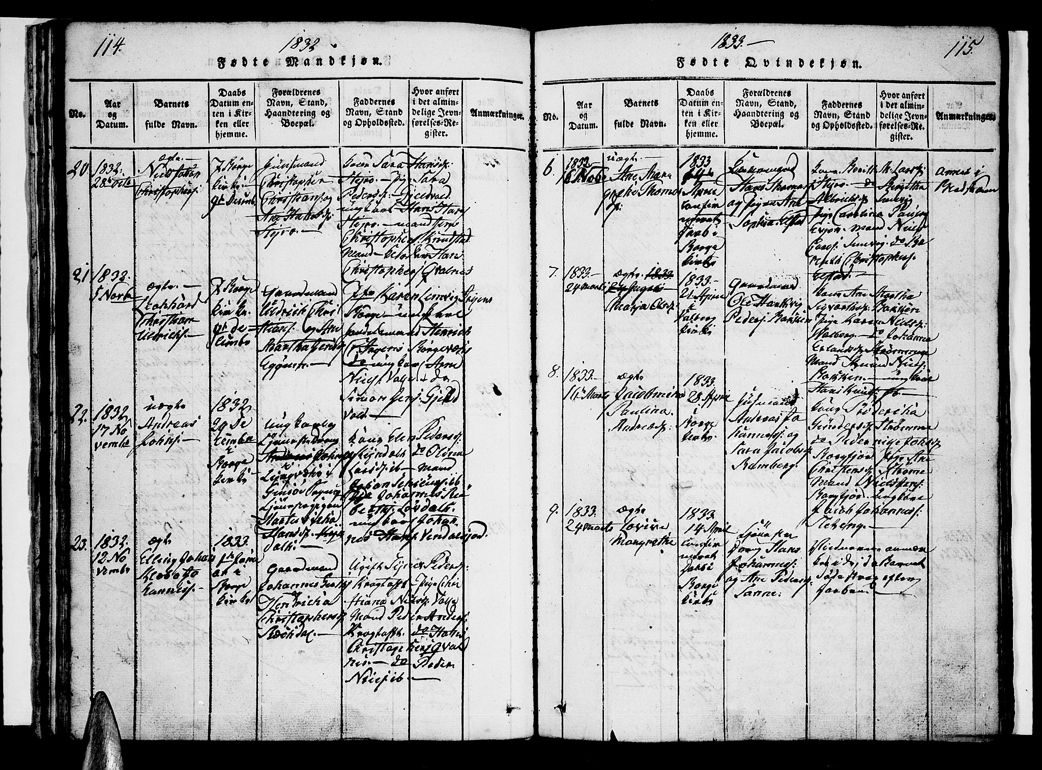 Ministerialprotokoller, klokkerbøker og fødselsregistre - Nordland, AV/SAT-A-1459/880/L1130: Parish register (official) no. 880A04, 1821-1843, p. 114-115