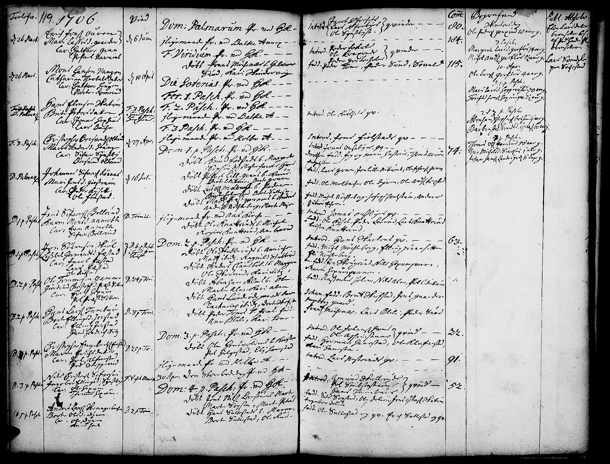 Toten prestekontor, AV/SAH-PREST-102/H/Ha/Haa/L0001: Parish register (official) no. 1, 1695-1713, p. 119