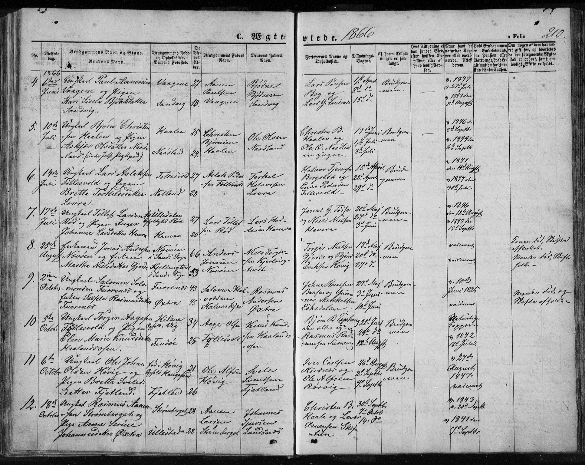 Jelsa sokneprestkontor, AV/SAST-A-101842/01/IV: Parish register (official) no. A 7, 1854-1866, p. 210