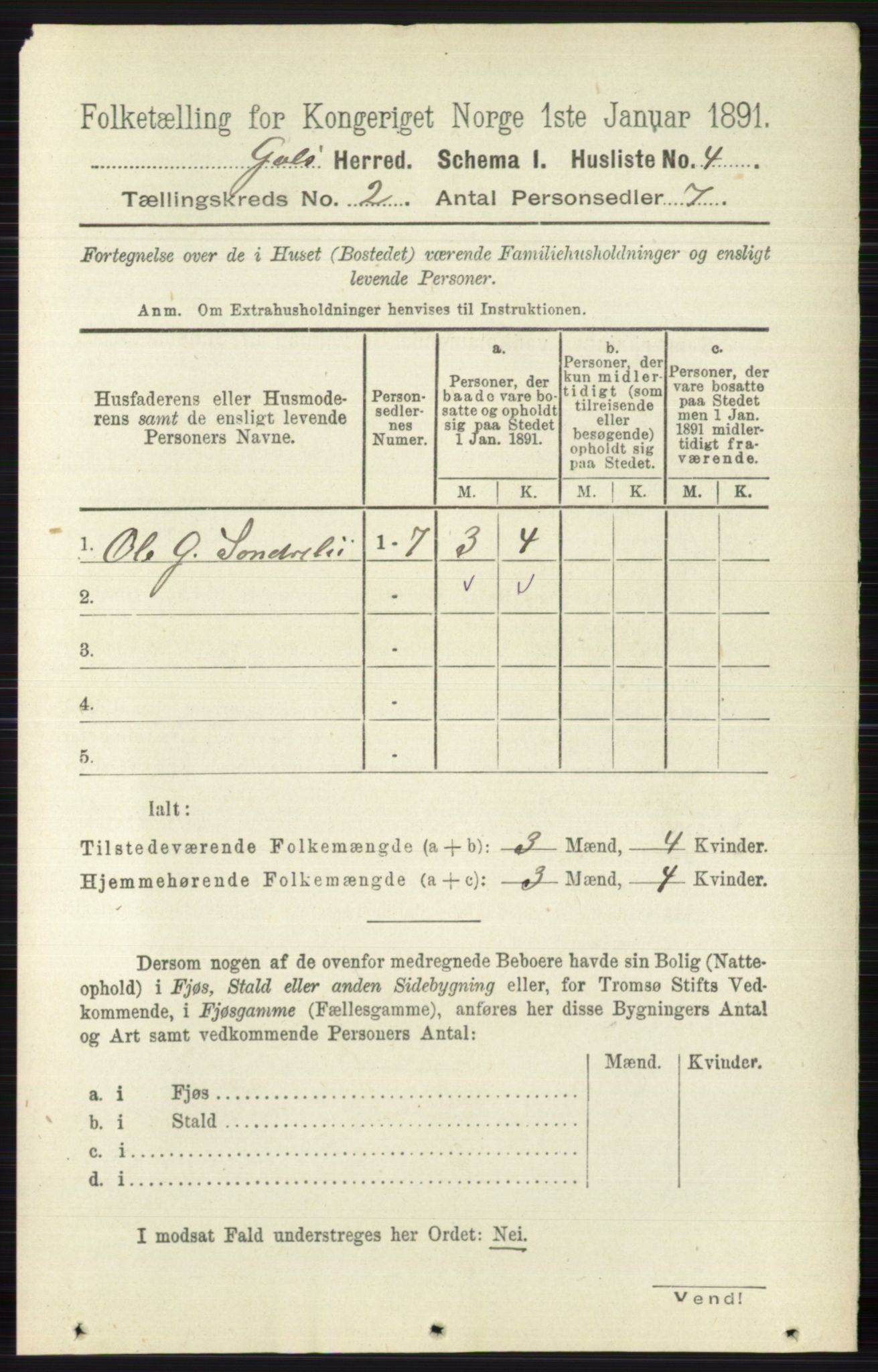 RA, 1891 census for 0617 Gol og Hemsedal, 1891, p. 628