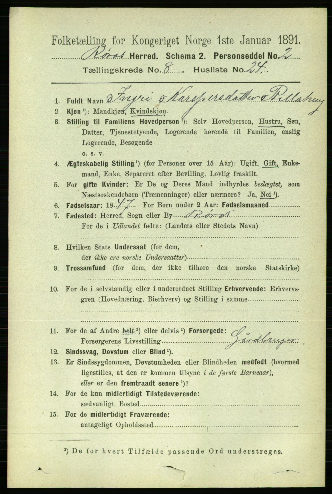 RA, 1891 census for 1640 Røros, 1891, p. 1773