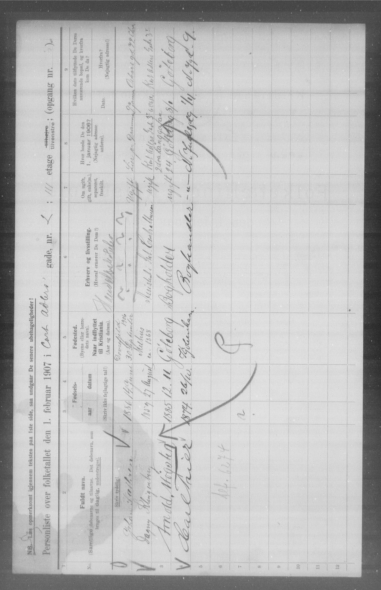 OBA, Municipal Census 1907 for Kristiania, 1907, p. 6920