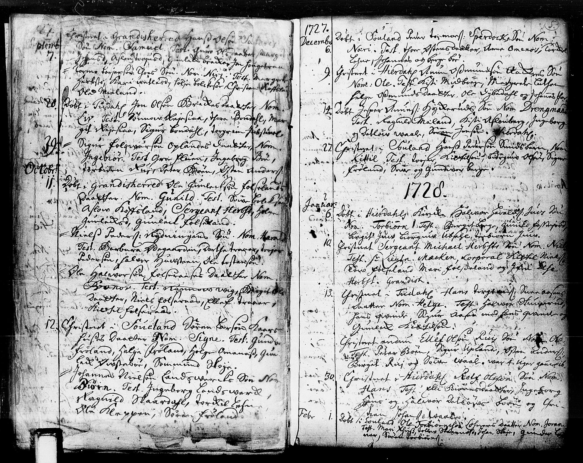 Hjartdal kirkebøker, SAKO/A-270/F/Fa/L0003: Parish register (official) no. I 3, 1727-1775, p. 5
