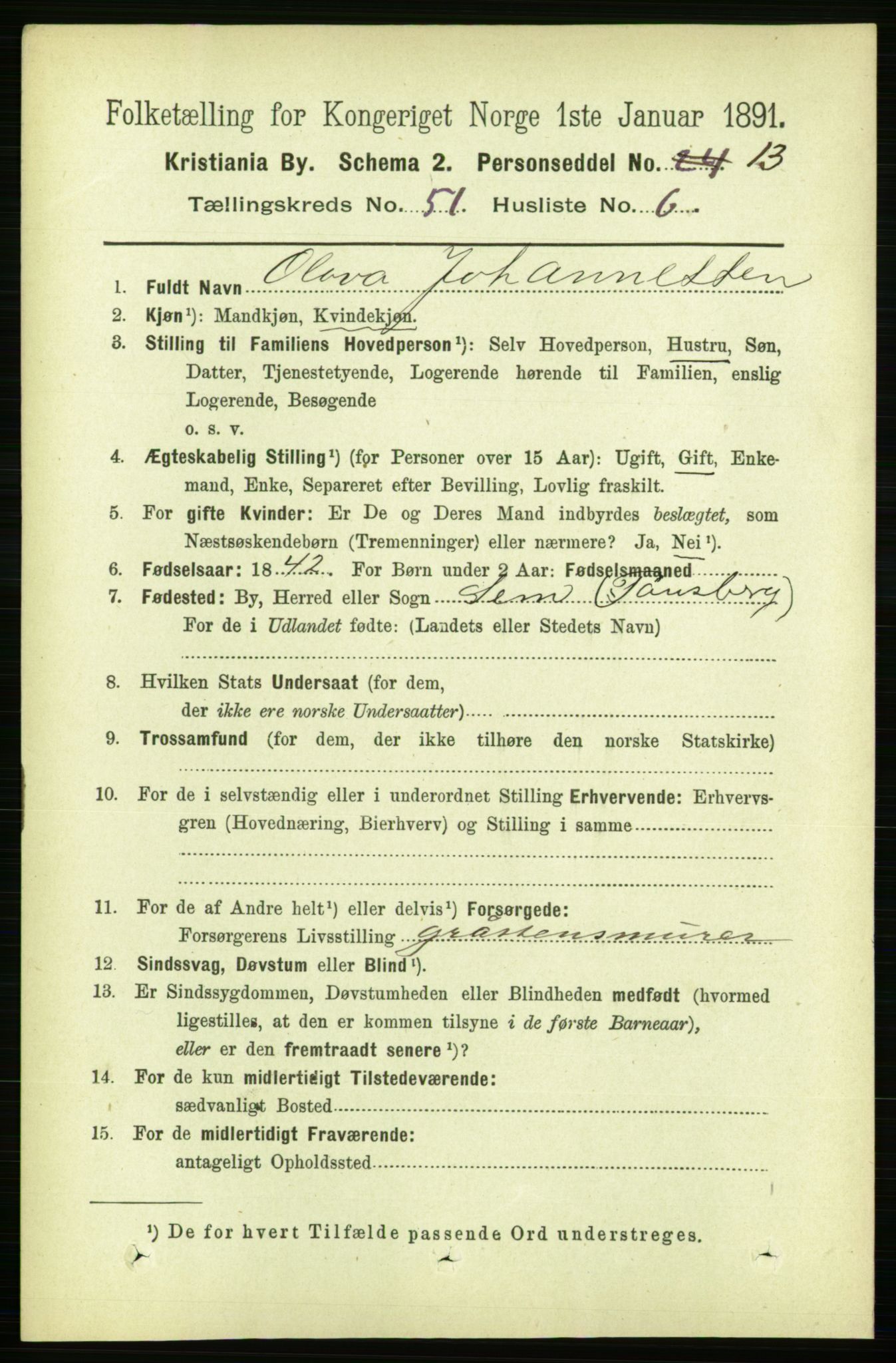 RA, 1891 census for 0301 Kristiania, 1891, p. 29299