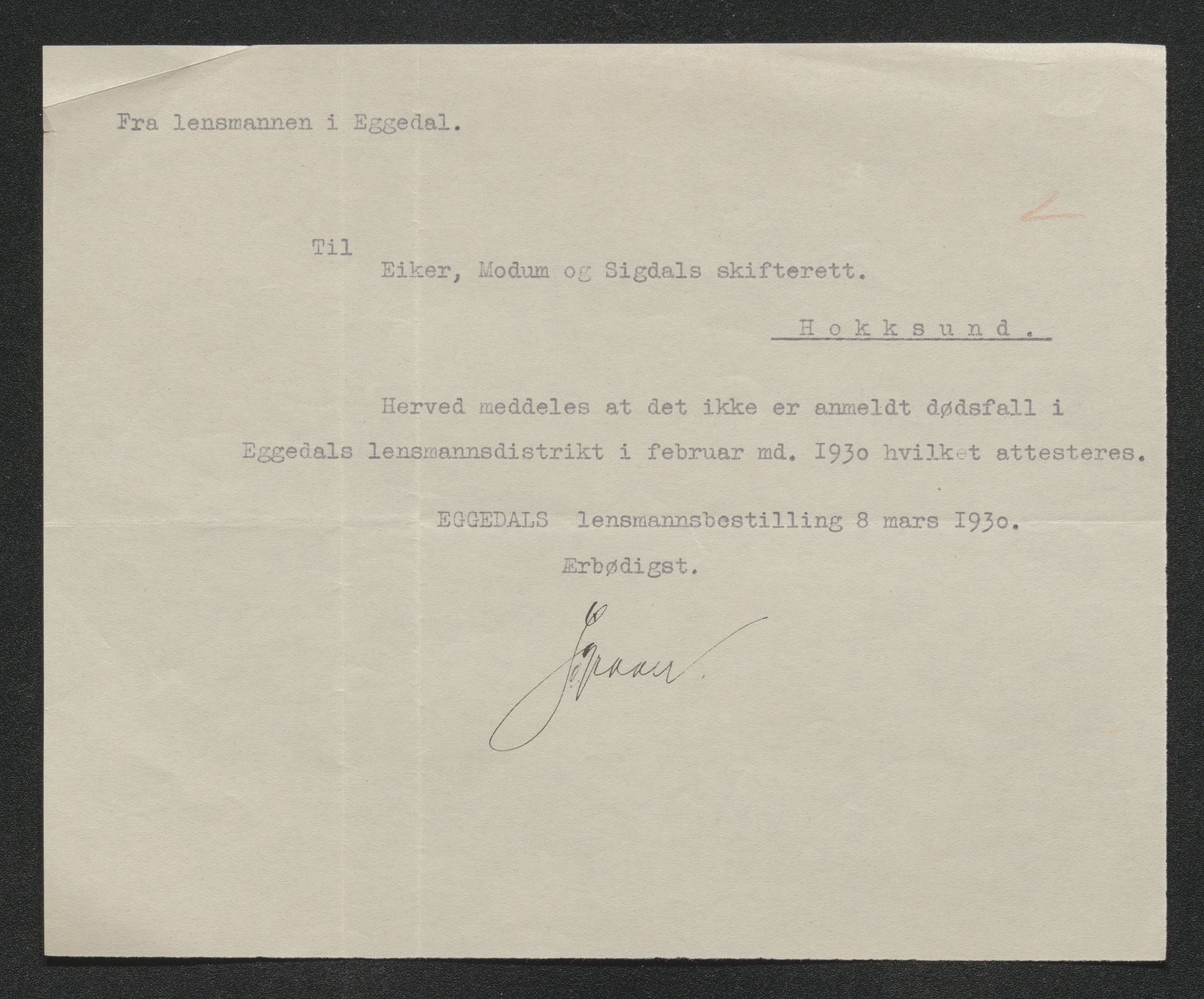 Eiker, Modum og Sigdal sorenskriveri, SAKO/A-123/H/Ha/Hab/L0046: Dødsfallsmeldinger, 1930-1931, p. 103