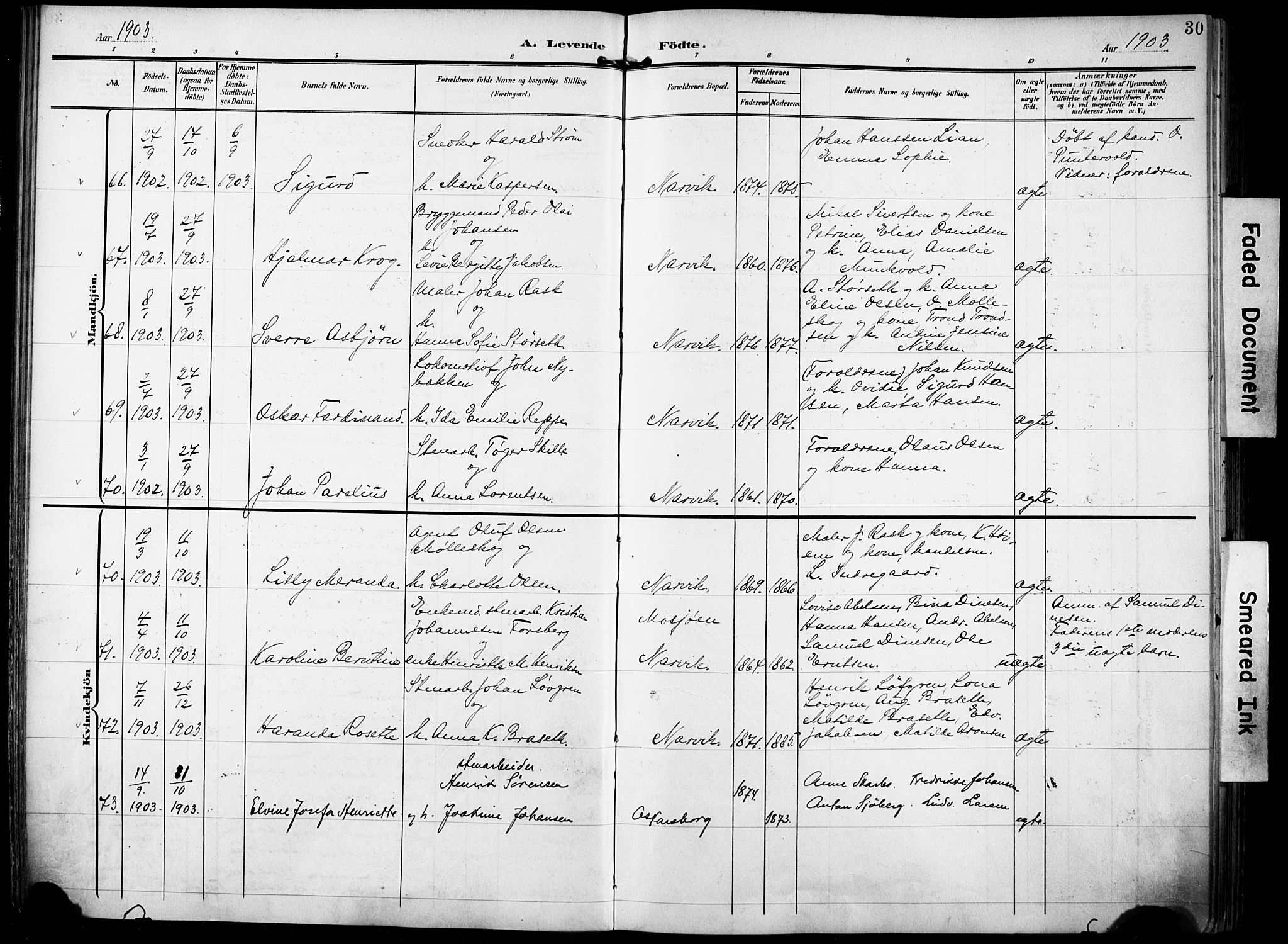 Ministerialprotokoller, klokkerbøker og fødselsregistre - Nordland, AV/SAT-A-1459/871/L0994: Parish register (official) no. 871A10, 1902-1910, p. 30