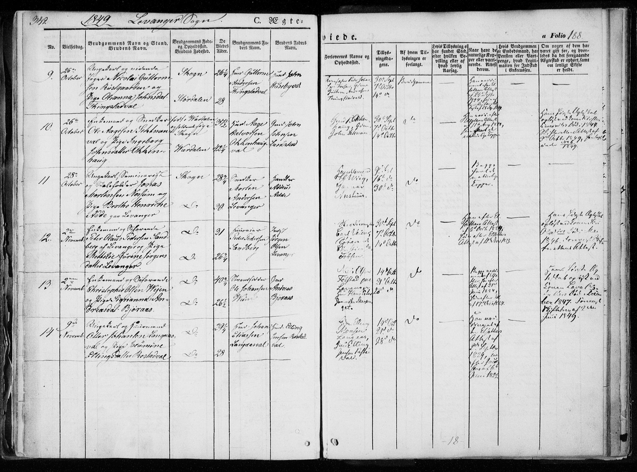 Ministerialprotokoller, klokkerbøker og fødselsregistre - Nord-Trøndelag, AV/SAT-A-1458/720/L0183: Parish register (official) no. 720A01, 1836-1855, p. 188