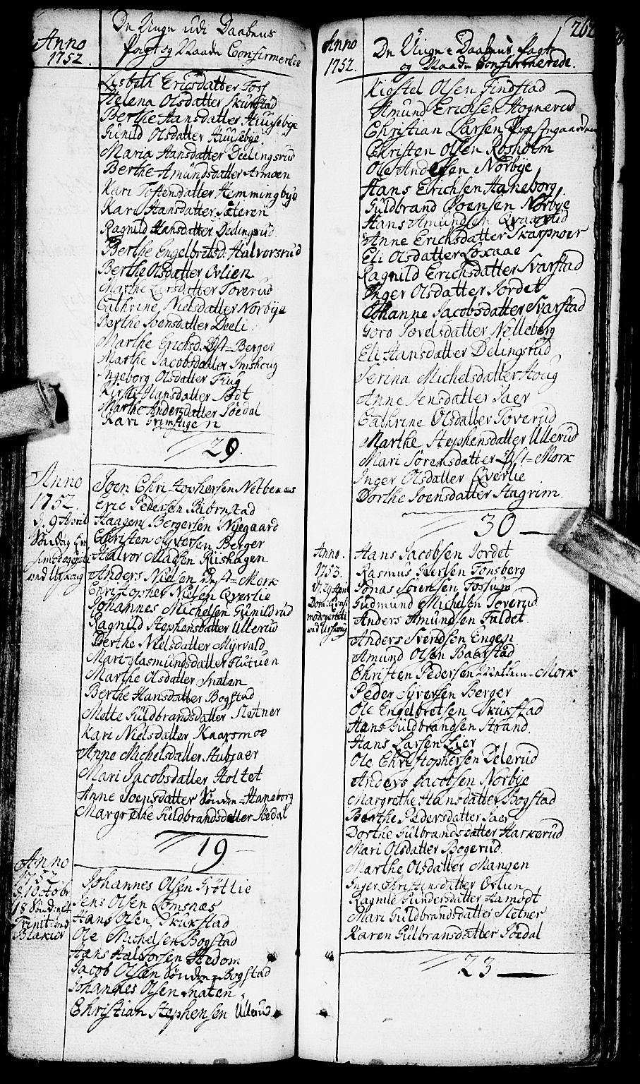 Aurskog prestekontor Kirkebøker, SAO/A-10304a/F/Fa/L0002: Parish register (official) no. I 2, 1735-1766, p. 262