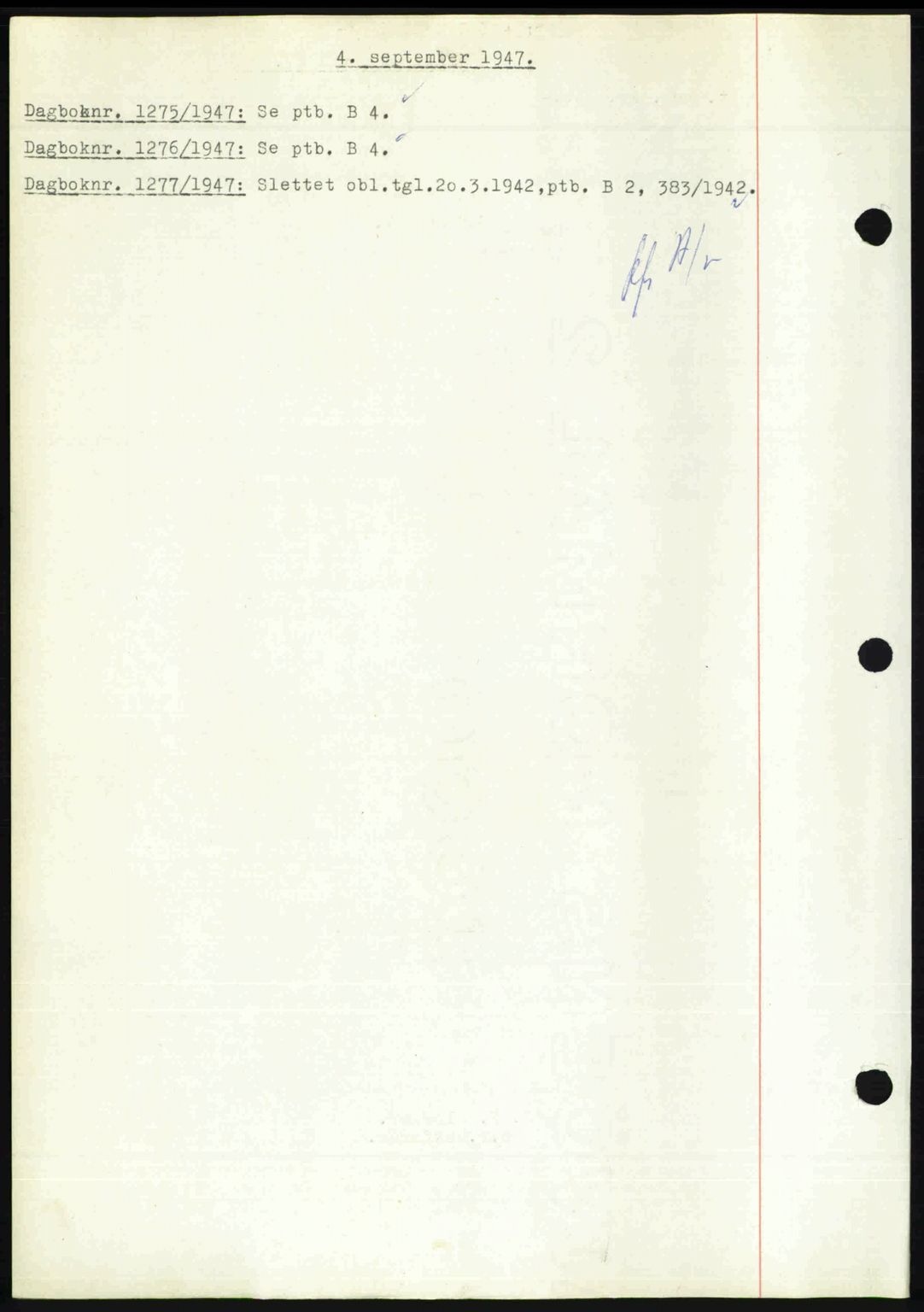 Nedenes sorenskriveri, SAK/1221-0006/G/Gb/Gba/L0058: Mortgage book no. A10, 1947-1948, Diary no: : 1275/1947