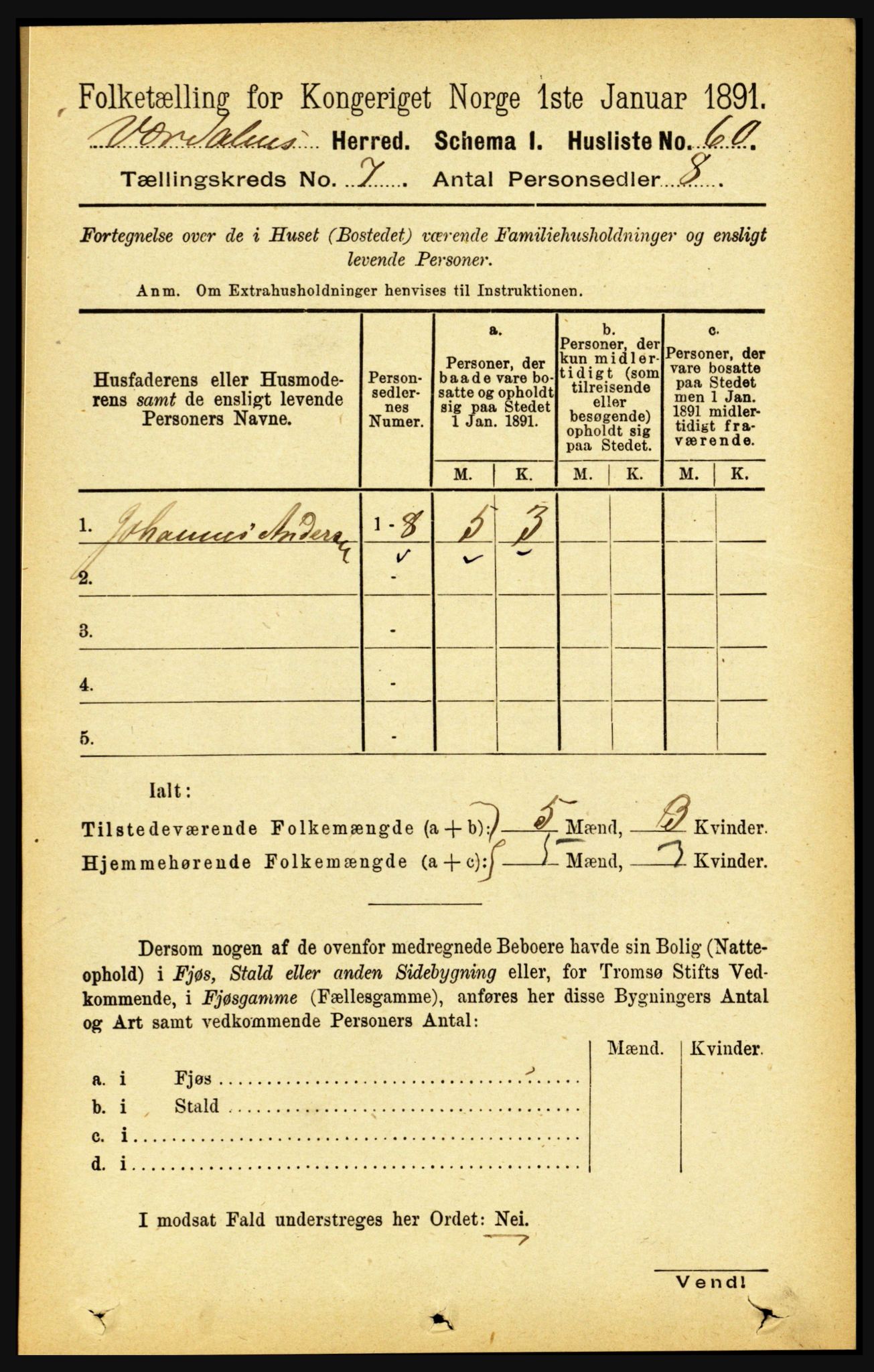 RA, 1891 census for 1721 Verdal, 1891, p. 3974