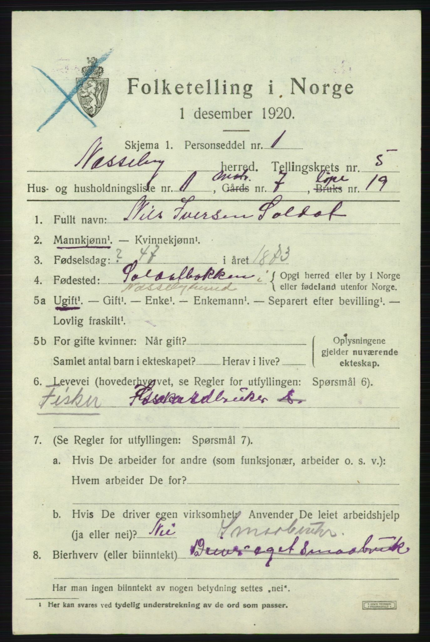 SATØ, 1920 census for Nesseby, 1920, p. 2219