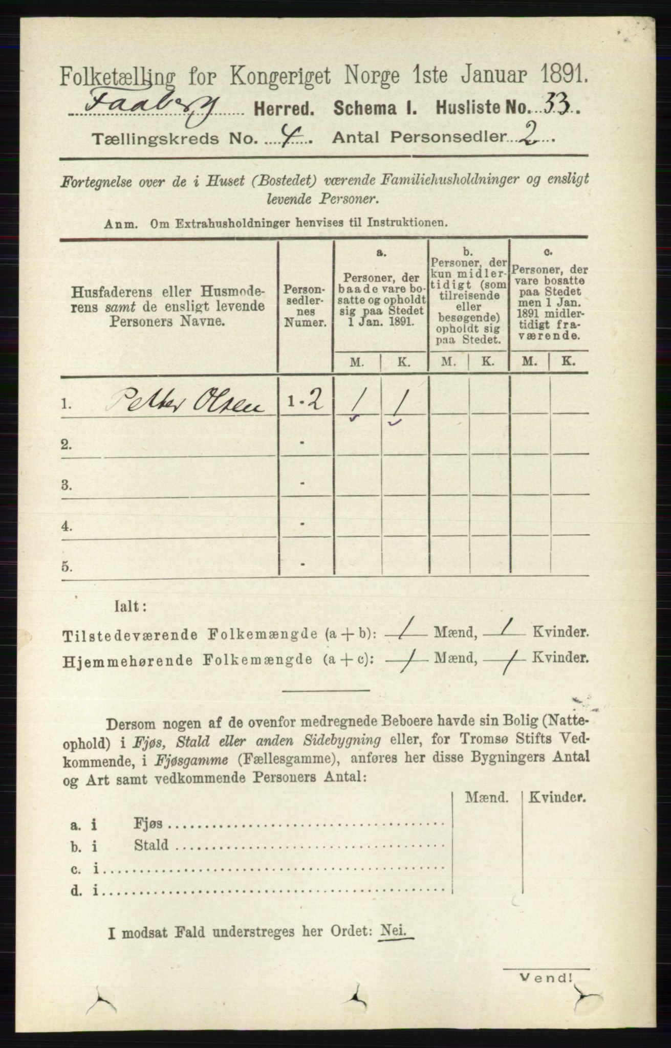 RA, 1891 census for 0524 Fåberg, 1891, p. 1198