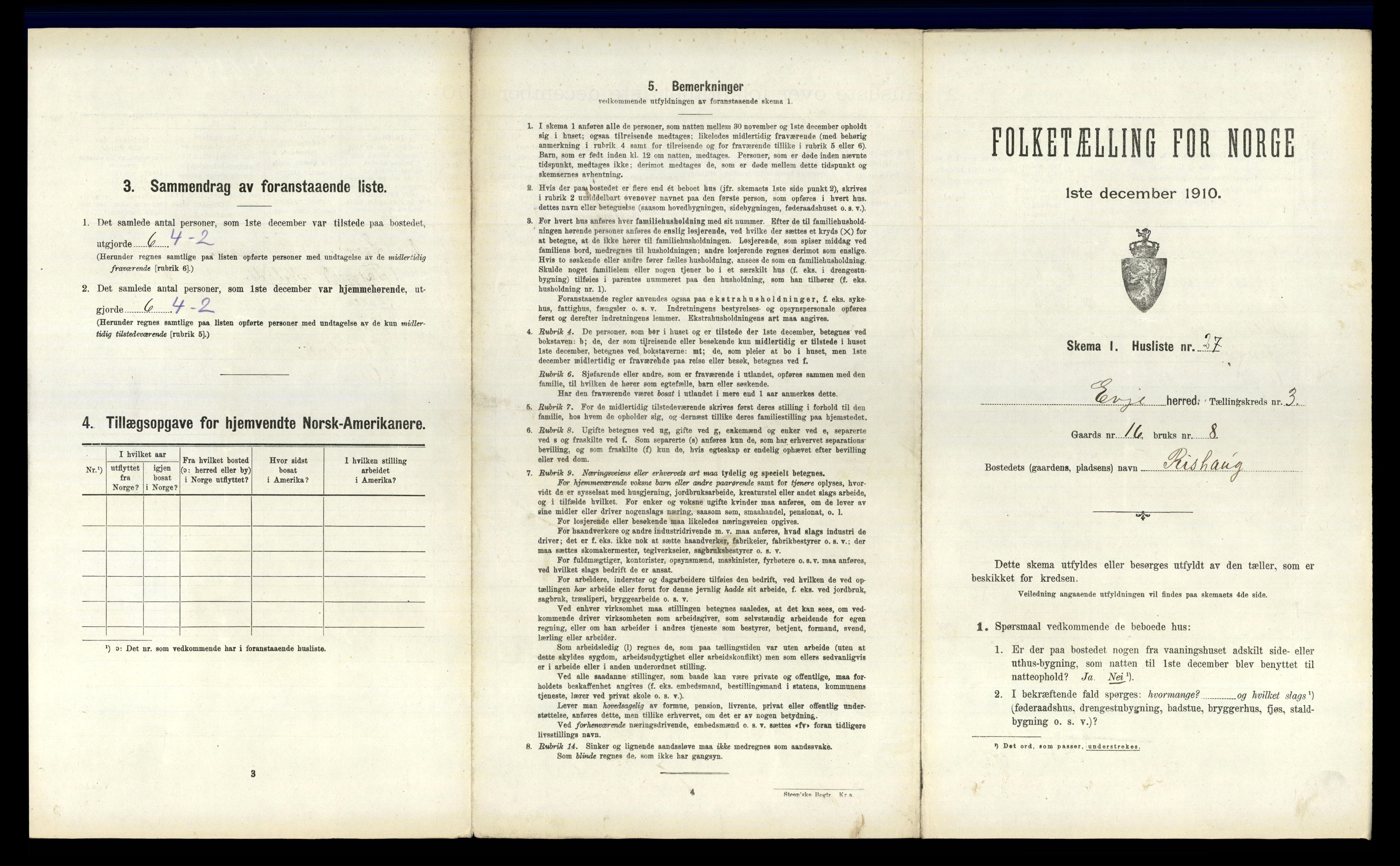 RA, 1910 census for Evje, 1910, p. 148