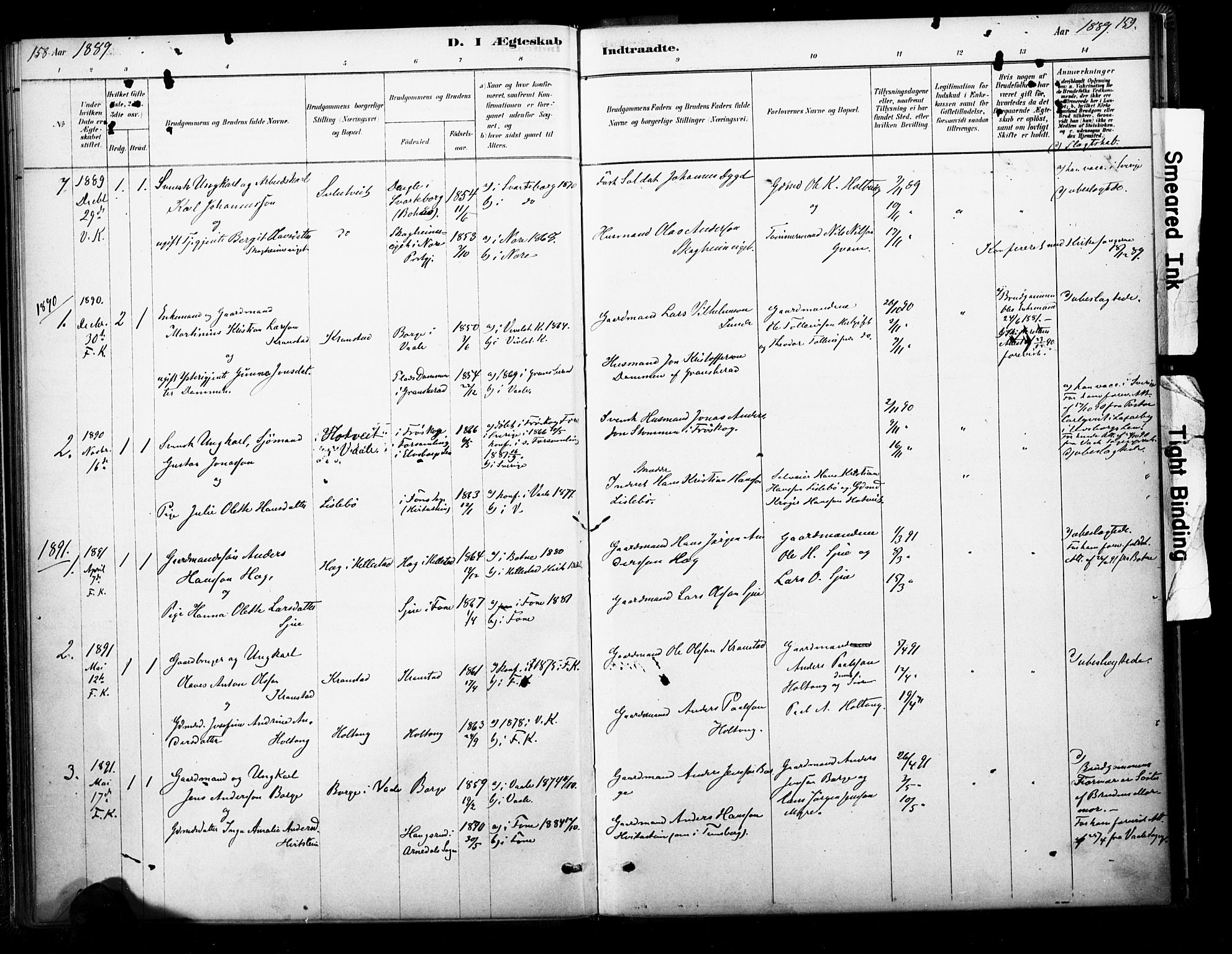 Ramnes kirkebøker, SAKO/A-314/F/Fb/L0001: Parish register (official) no. II 1, 1878-1894, p. 158-159
