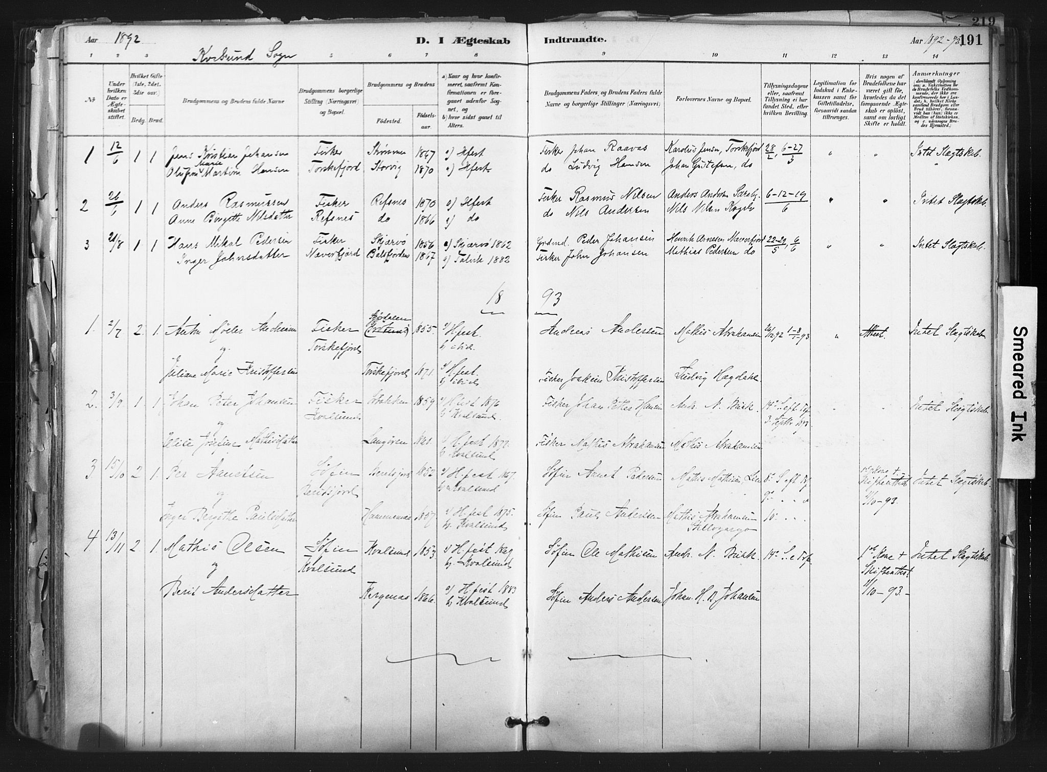Hammerfest sokneprestkontor, SATØ/S-1347: Parish register (official) no. 11 /2, 1885-1897, p. 191