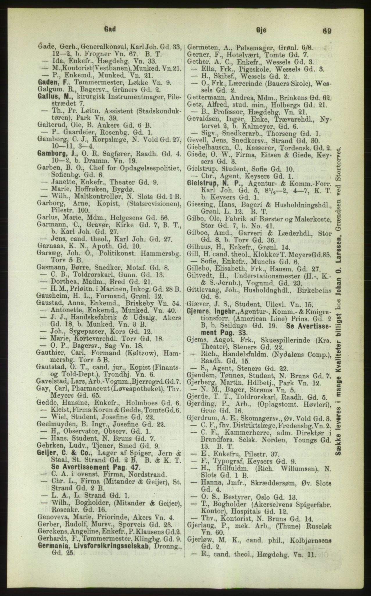 Kristiania/Oslo adressebok, PUBL/-, 1883, p. 69