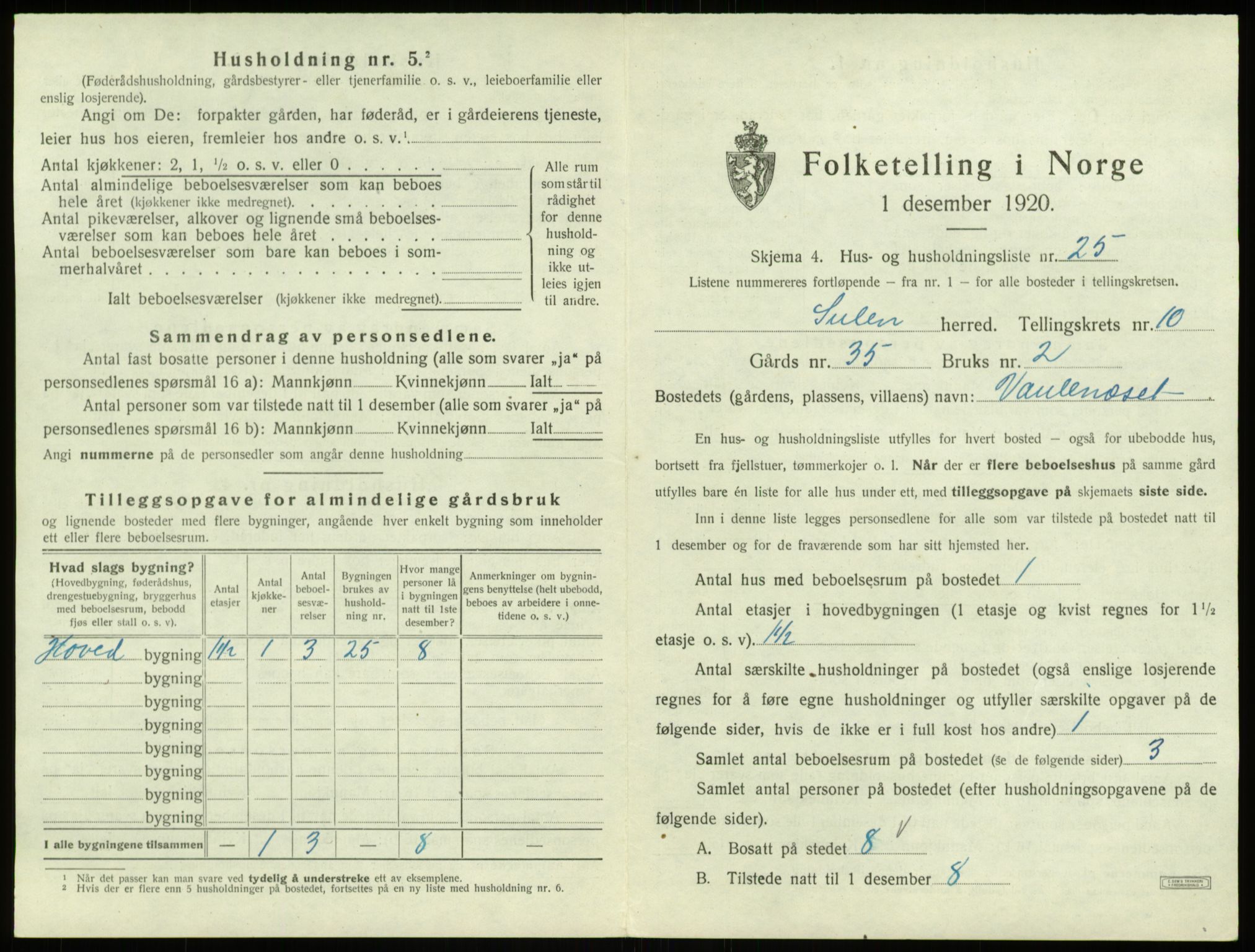 SAB, 1920 census for Solund, 1920, p. 550