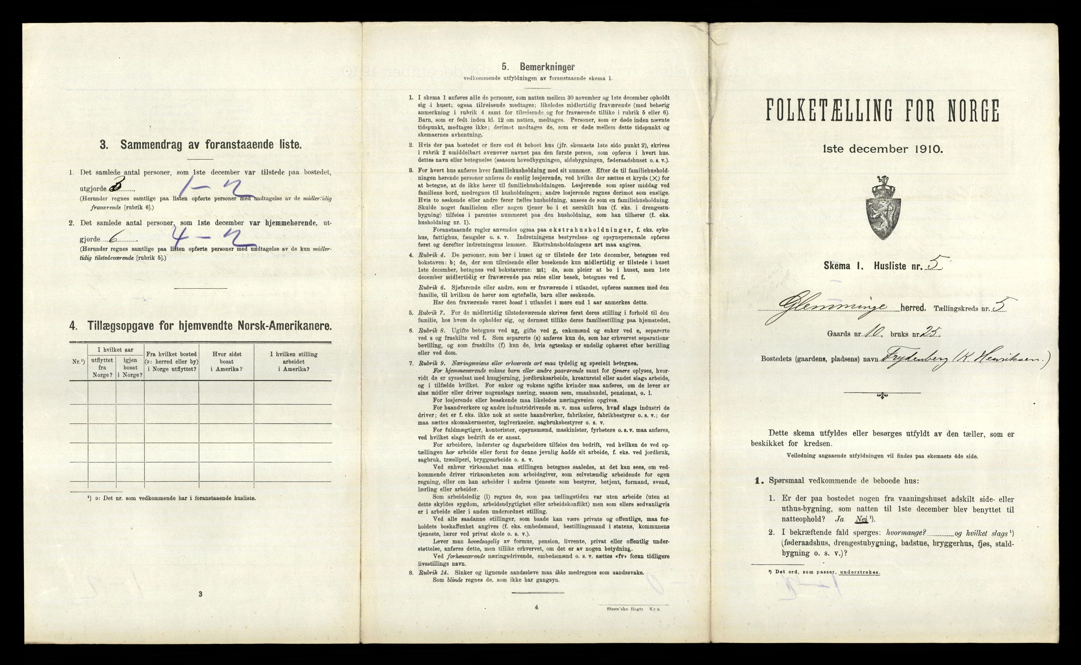 RA, 1910 census for Glemmen, 1910, p. 2200