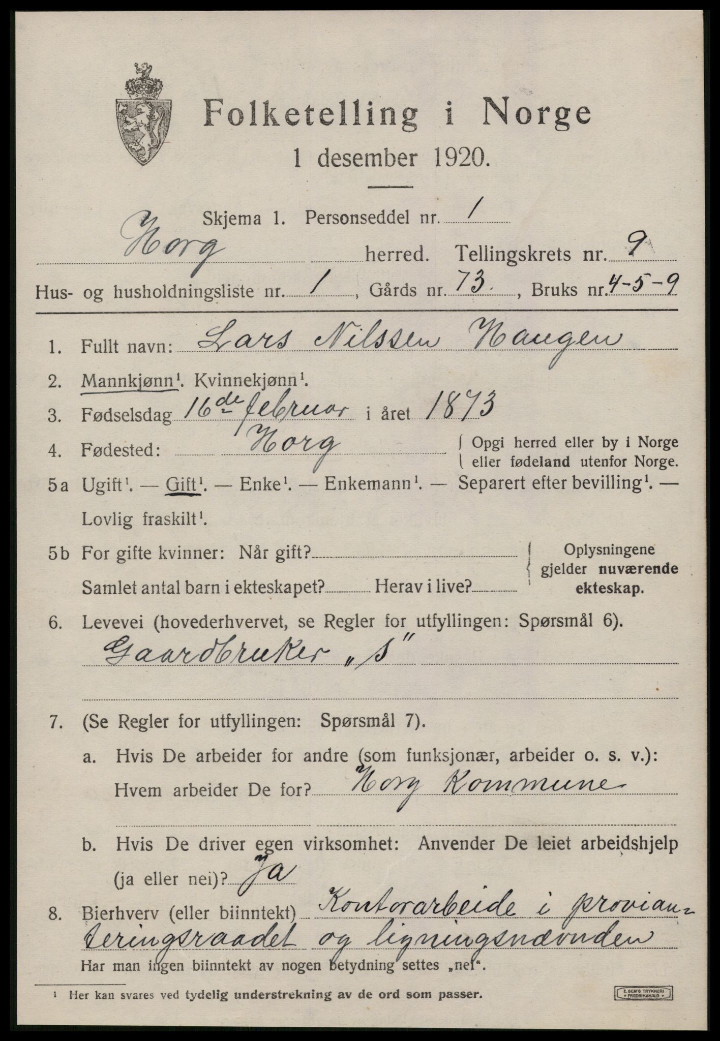 SAT, 1920 census for Horg, 1920, p. 5350