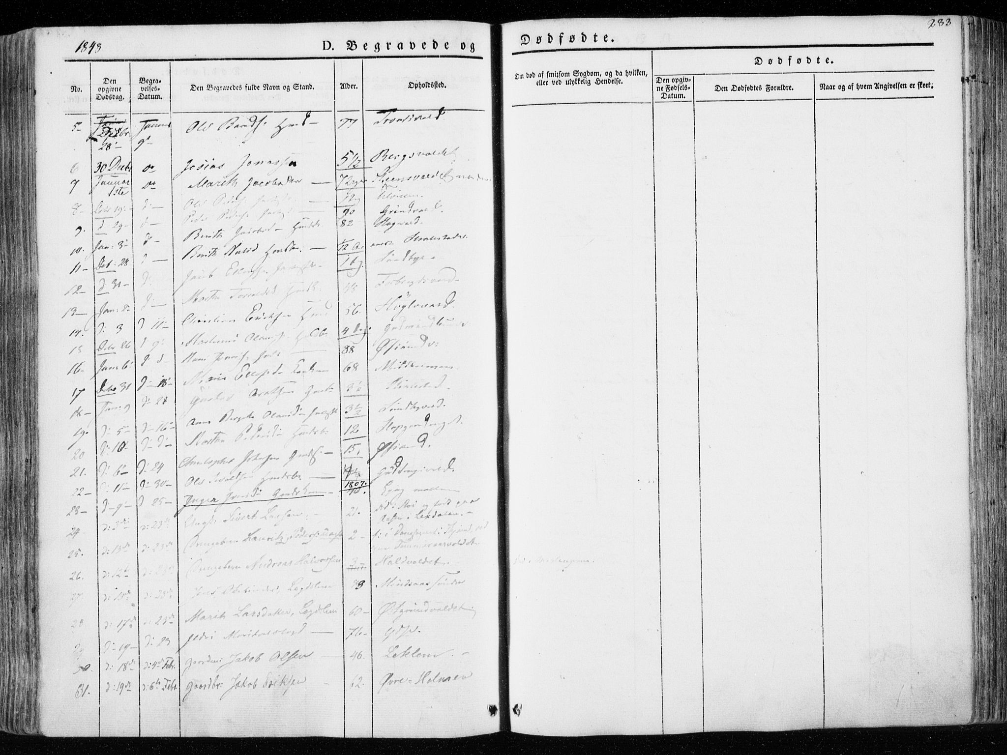 Ministerialprotokoller, klokkerbøker og fødselsregistre - Nord-Trøndelag, SAT/A-1458/723/L0239: Parish register (official) no. 723A08, 1841-1851, p. 283