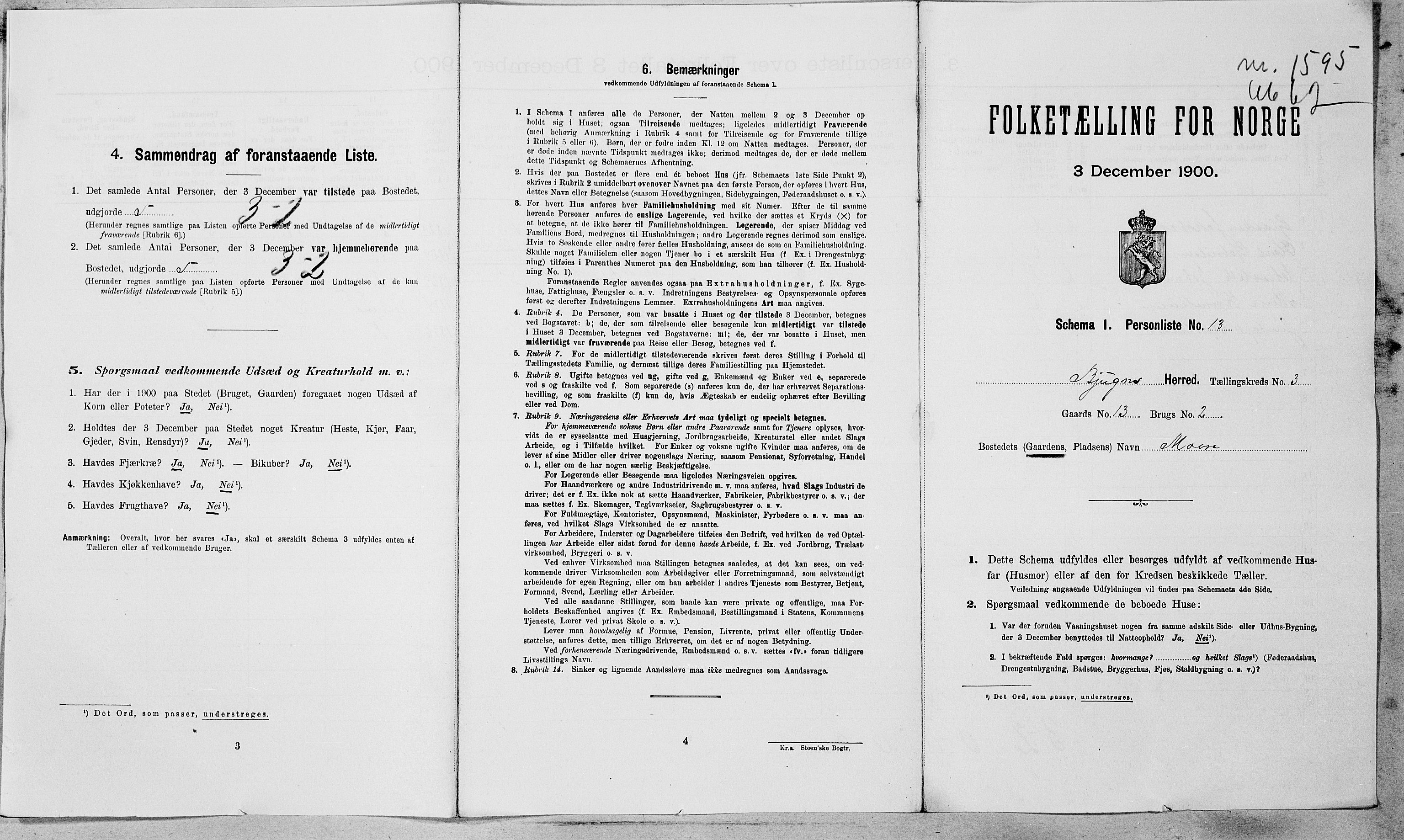 SAT, 1900 census for Bjugn, 1900, p. 22