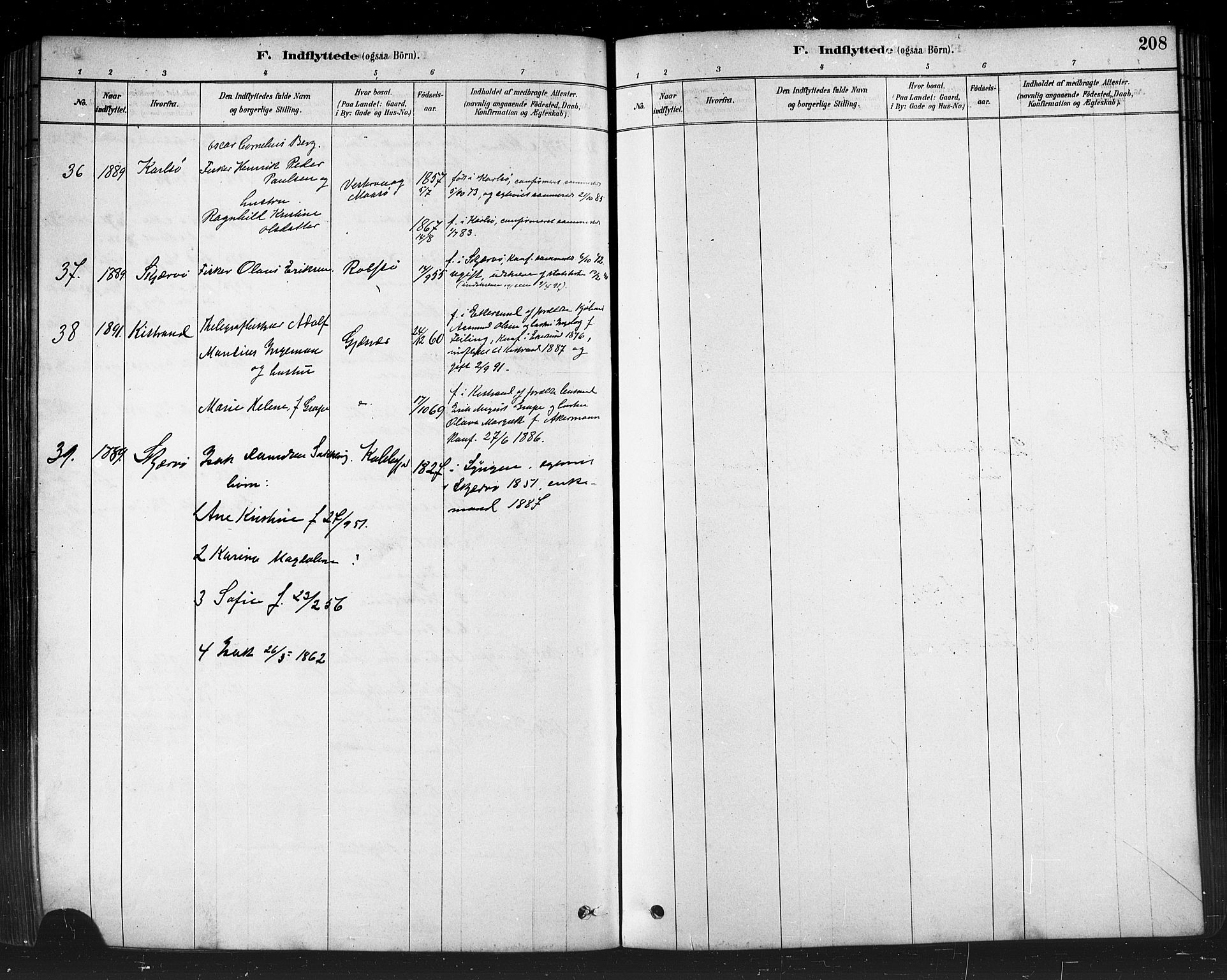Måsøy sokneprestkontor, SATØ/S-1348/H/Ha/L0004kirke: Parish register (official) no. 4, 1878-1891, p. 208